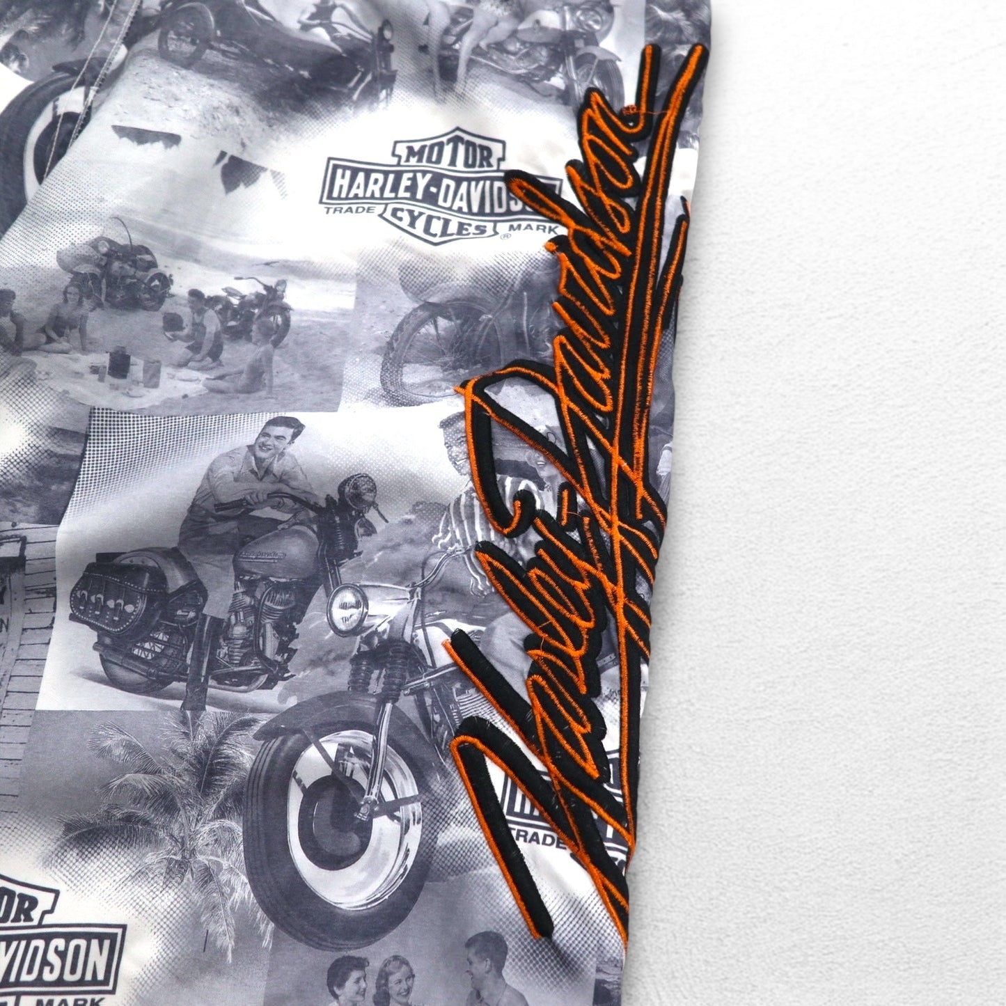HARLEY DAVIDSON 水陸両用 総柄 ボードショーツ ショートパンツ XL グレー ナイロン