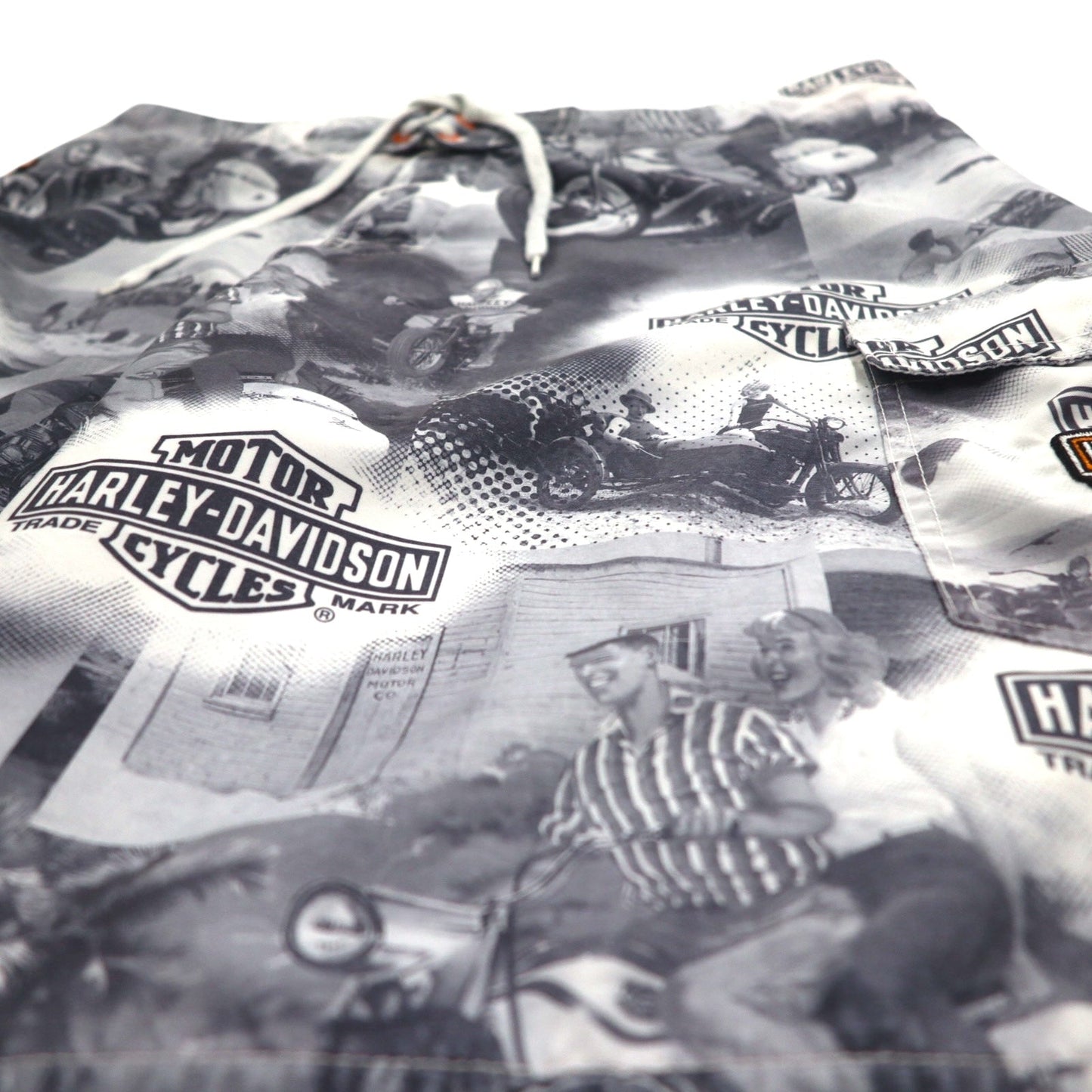 HARLEY DAVIDSON 水陸両用 総柄 ボードショーツ ショートパンツ XL グレー ナイロン