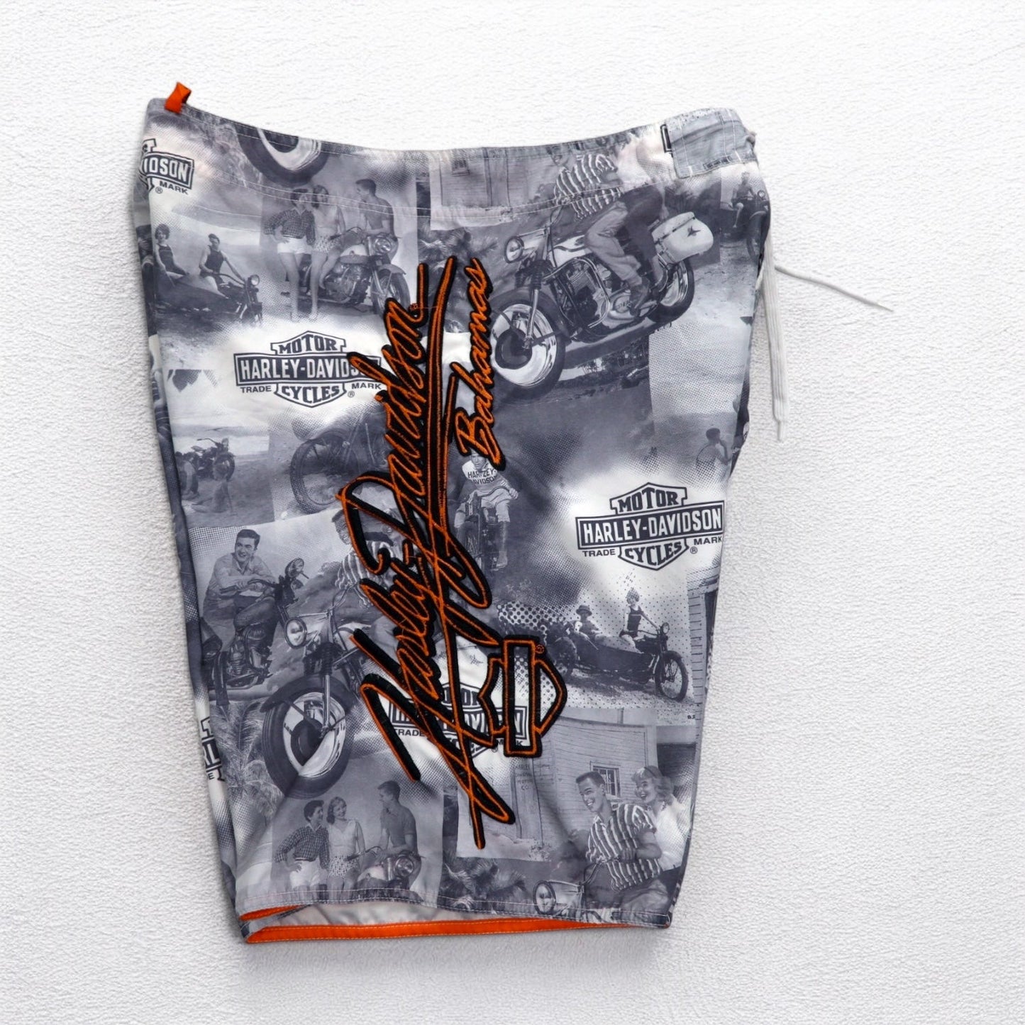 HARLEY DAVIDSON 水陸両用 総柄 ボードショーツ ショートパンツ XL グレー ナイロン