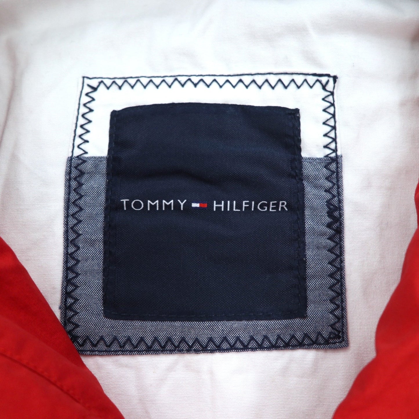 TOMMY HILFIGER セーリングジャケット マウンテンパーカー M レッド トリコロール ダブルジップ フード着脱式