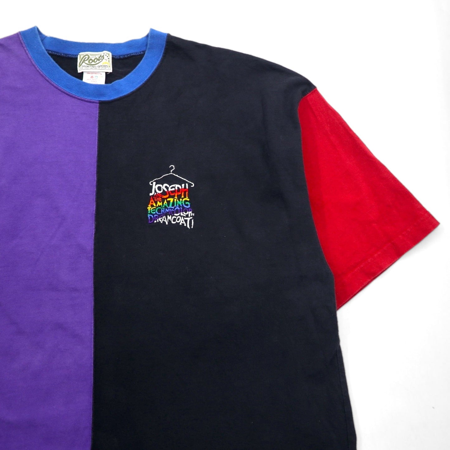 Roots SPORTING GOODS 90年代 カナダ製 カラーブロック Tシャツ XL ブラック ワンポイント刺繍