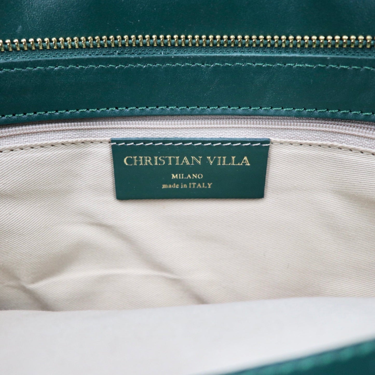 CHRISTIAN VILLA 2WAYショルダーバッグ クラッチバッグ グリーン レザー