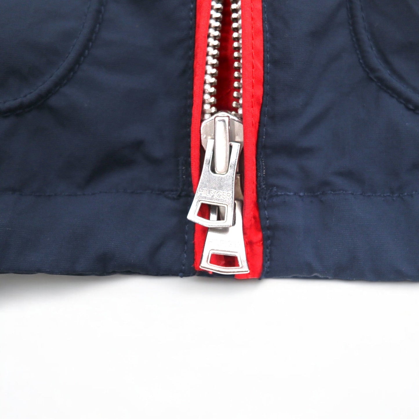 TOMMY HILFIGER セーリングジャケット マウンテンパーカー M レッド トリコロール ダブルジップ フード着脱式