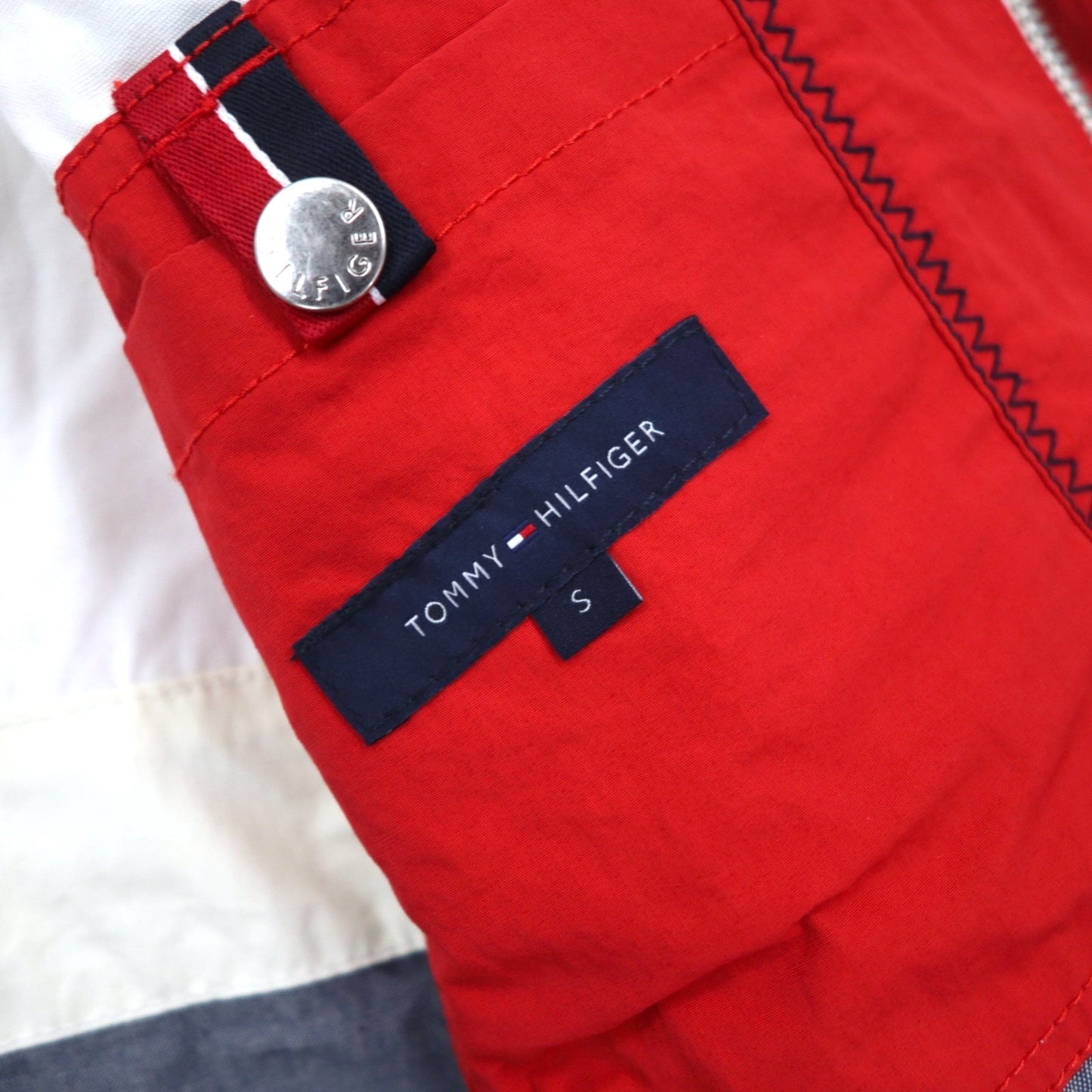TOMMY HILFIGER セーリングジャケット マウンテンパーカー M レッド トリコロール ダブルジップ フード着脱式