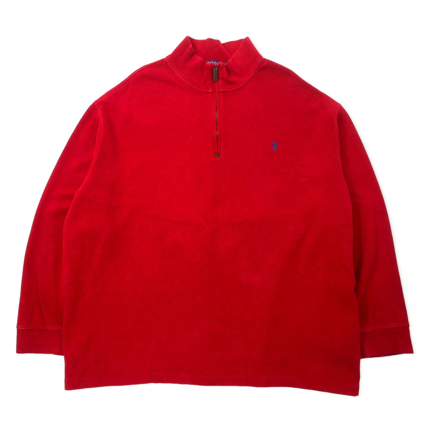 POLO RALPH LAUREN ハーフジップ スウェット 4XB レッド コットン スモールポニー刺繍 ビッグサイズ