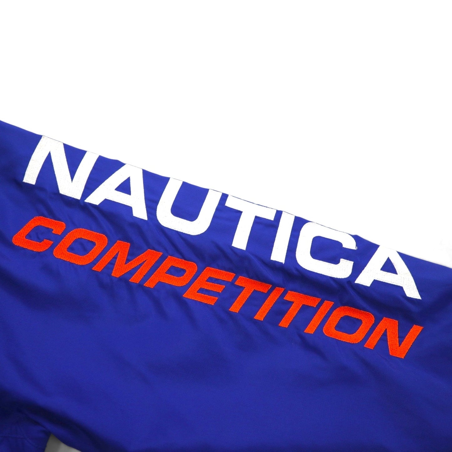 NAUTICA COMPETITION 00年代 セーリングジャケット L ブルー ナイロン 袖ロゴ刺繍 フード収納式