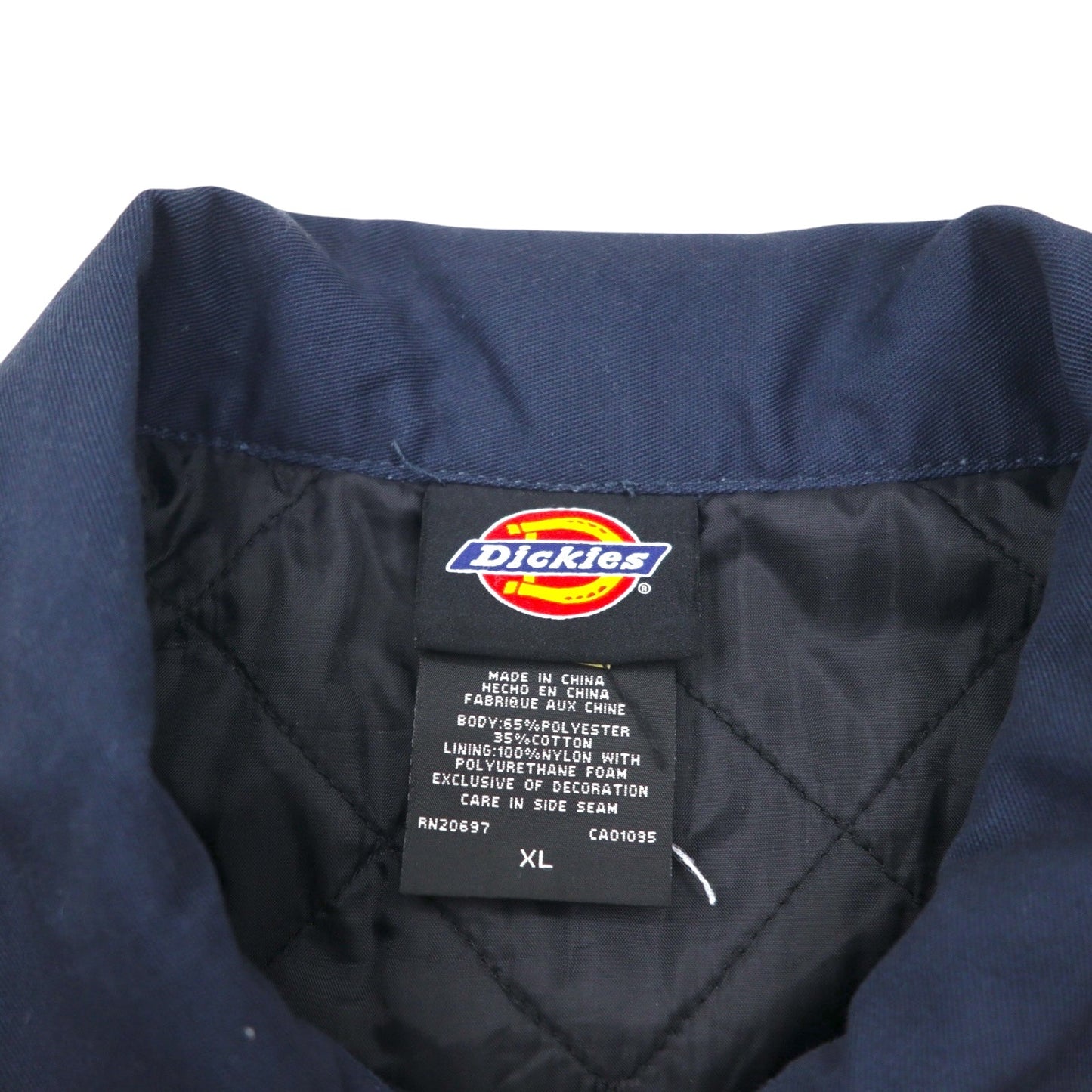 Dickies ジップアップ ワークジャケット XL ネイビー ポリエステル コットン キルティングライナー