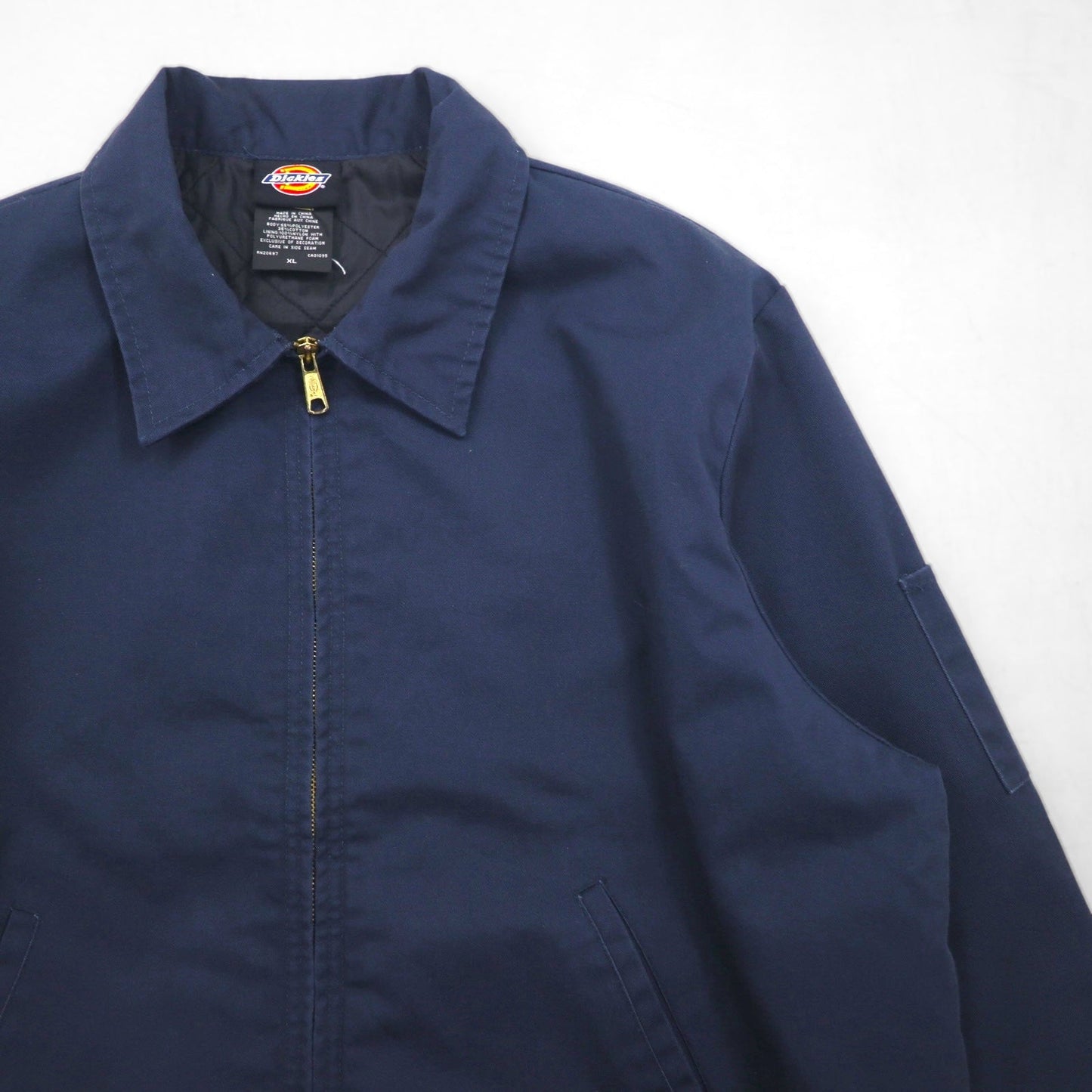 Dickies ジップアップ ワークジャケット XL ネイビー ポリエステル コットン キルティングライナー