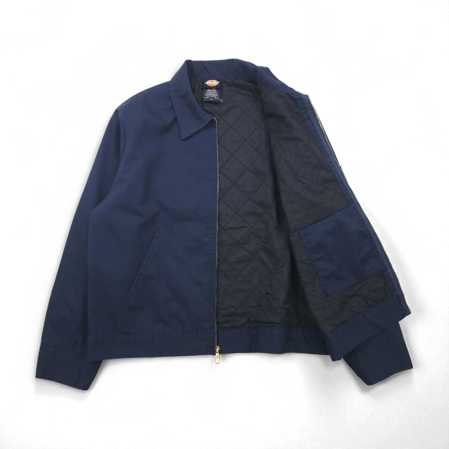 Dickies ジップアップ ワークジャケット XL ネイビー ポリエステル コットン キルティングライナー