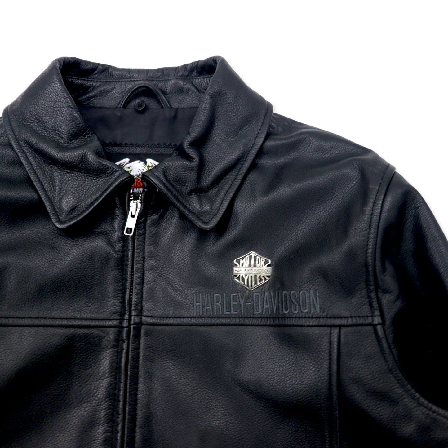 HARLEY DAVIDSON G-1 レザー フライトジャケット ライダースジャケット M ブラック シボ革 襟ボア着脱式 バックロゴ刺繍