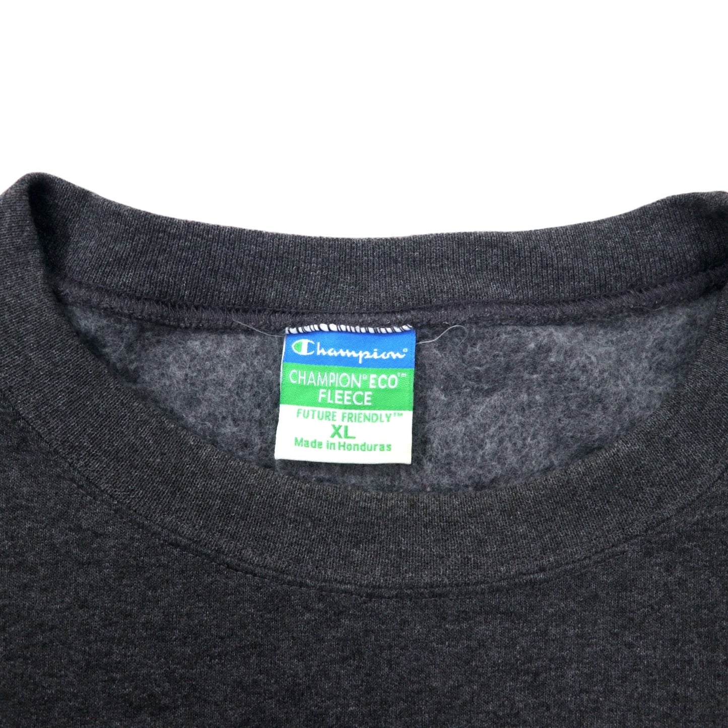 Champion ECO カレッジ プリント スウェット XL グレー コットン 裏起毛 CARLOW UNIVERSITY アーチロゴ 3段 ホンジュラス製