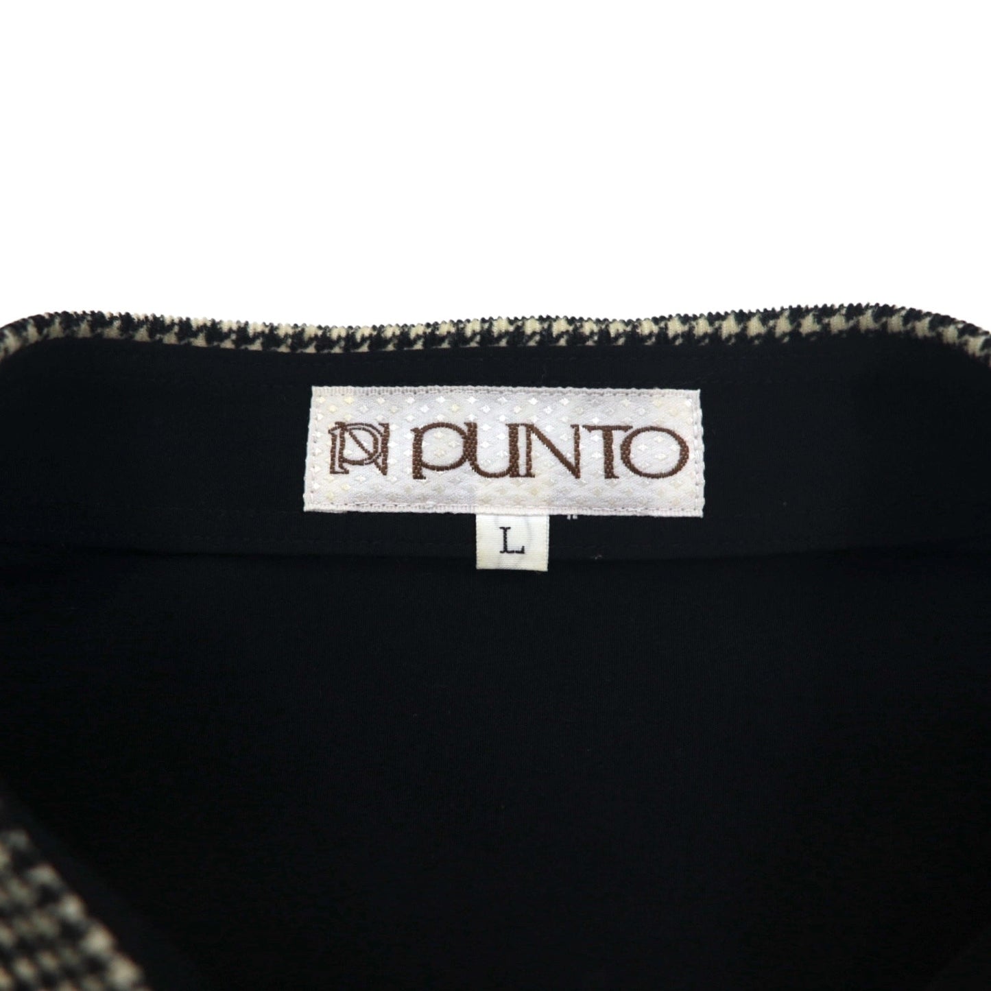 Vintage 90s Japan Made Retro Shirt punto 90年代 異素材切り替え デザイン ポリシャツ L ブラック 日本製