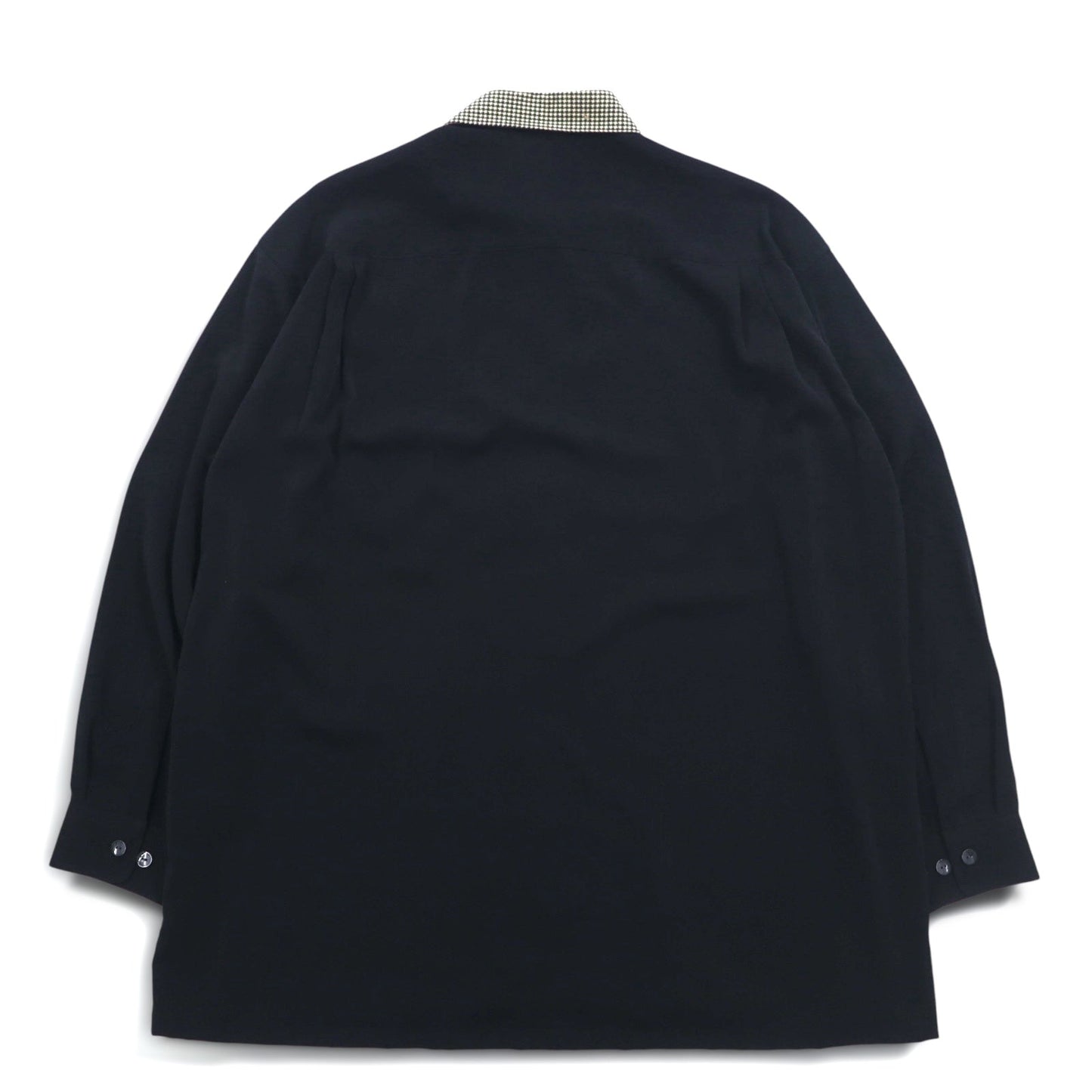 Vintage 90s Japan Made Retro Shirt punto 90年代 異素材切り替え デザイン ポリシャツ L ブラック 日本製