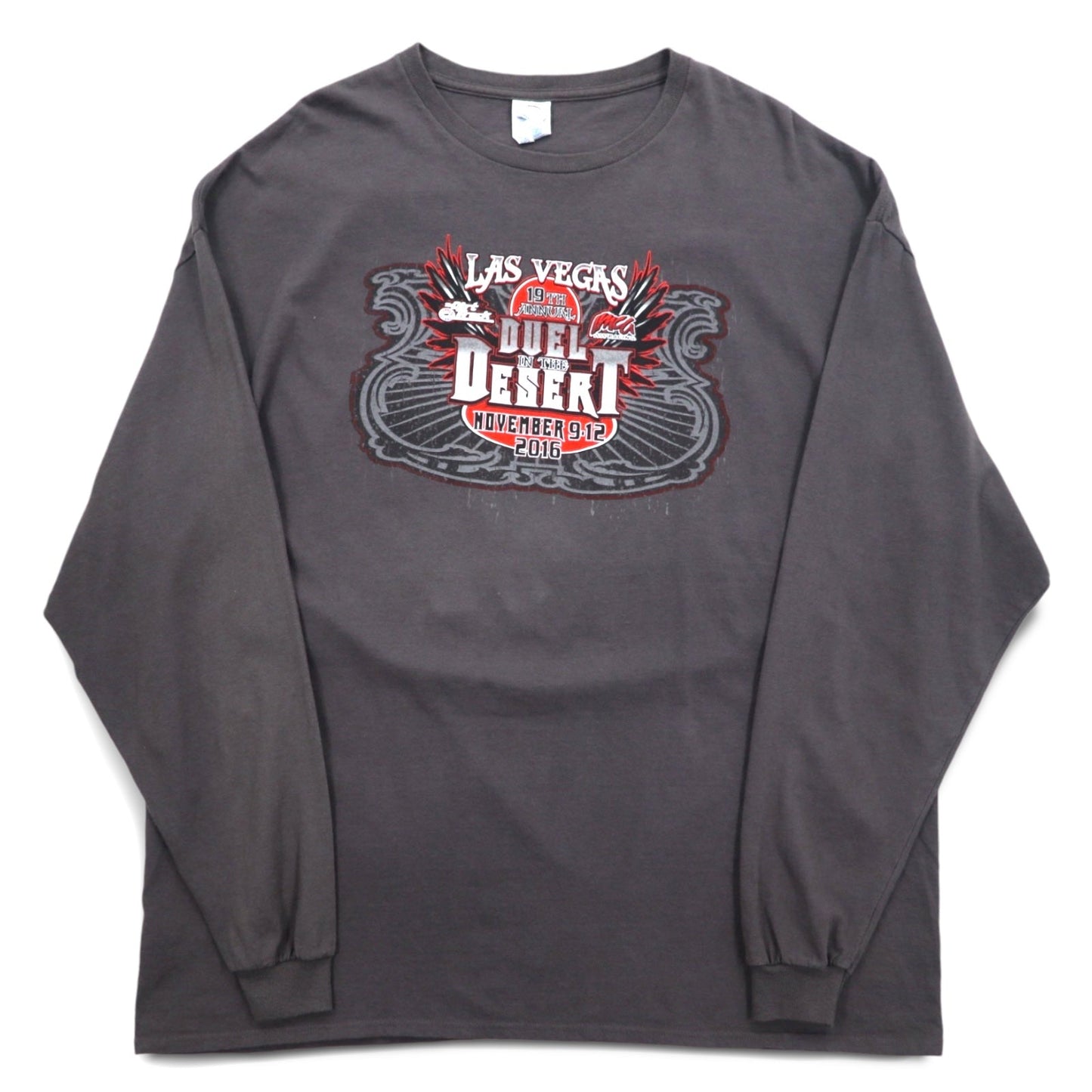 DELTA ロングスリーブTシャツ ロンT 3XL グレー 両面プリント レーシングカー DUEL IN THE DESERT