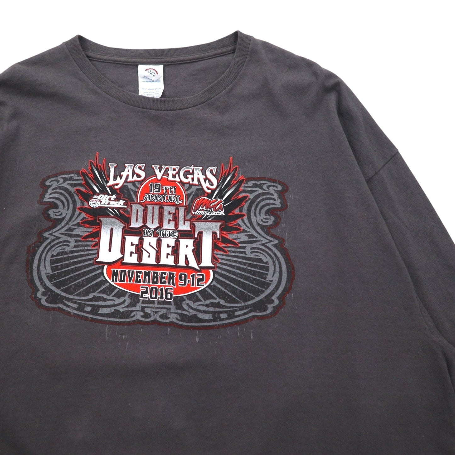 DELTA ロングスリーブTシャツ ロンT 3XL グレー 両面プリント レーシングカー DUEL IN THE DESERT
