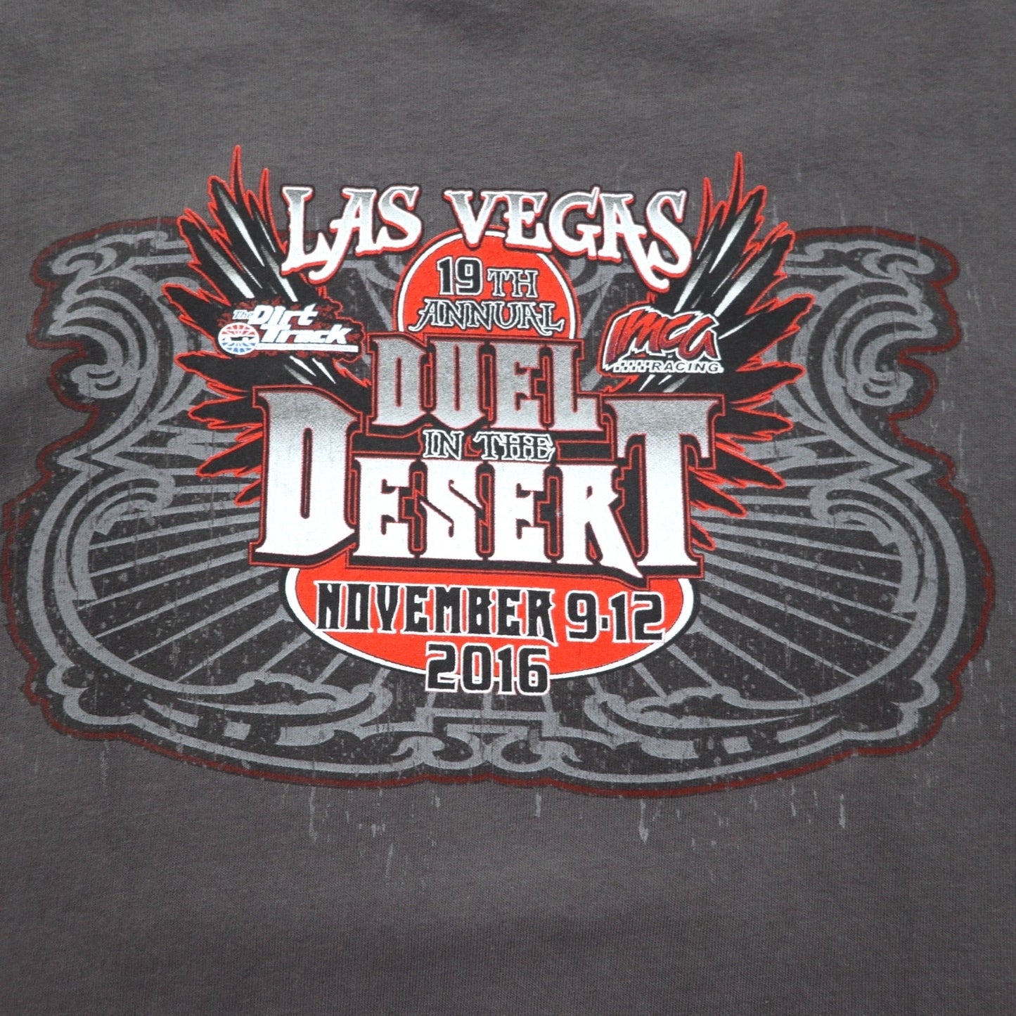 DELTA ロングスリーブTシャツ ロンT 3XL グレー 両面プリント レーシングカー DUEL IN THE DESERT
