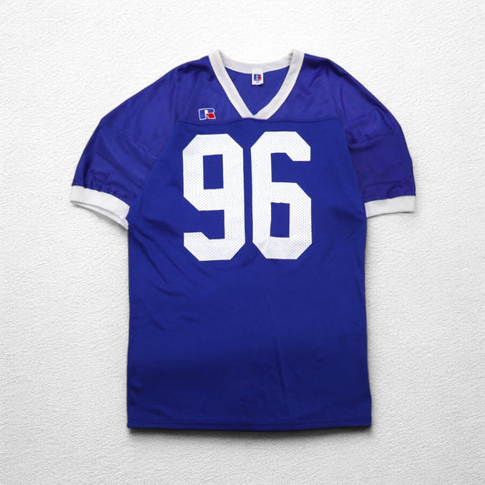 RUSSELL ATHLETIC USA製 90年代 ゲームシャツ 2XL ビッグサイズ ブルー ナイロン ナンバリング