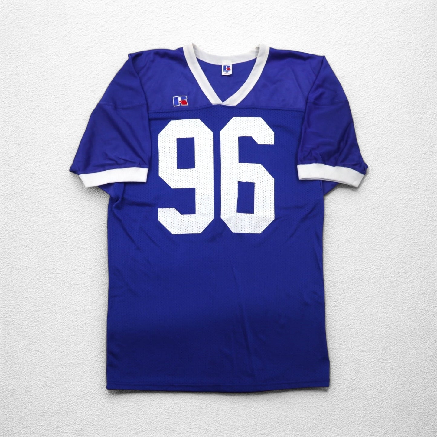 RUSSELL ATHLETIC USA製 90年代 ゲームシャツ 2XL ビッグサイズ ブルー ナイロン ナンバリング