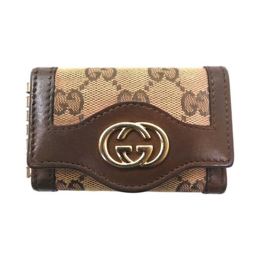 GUCCI GGキャンバス 6連キーケース ブラウン レザー スーキー SUKEY インターロッキングG 282432 イタリア製