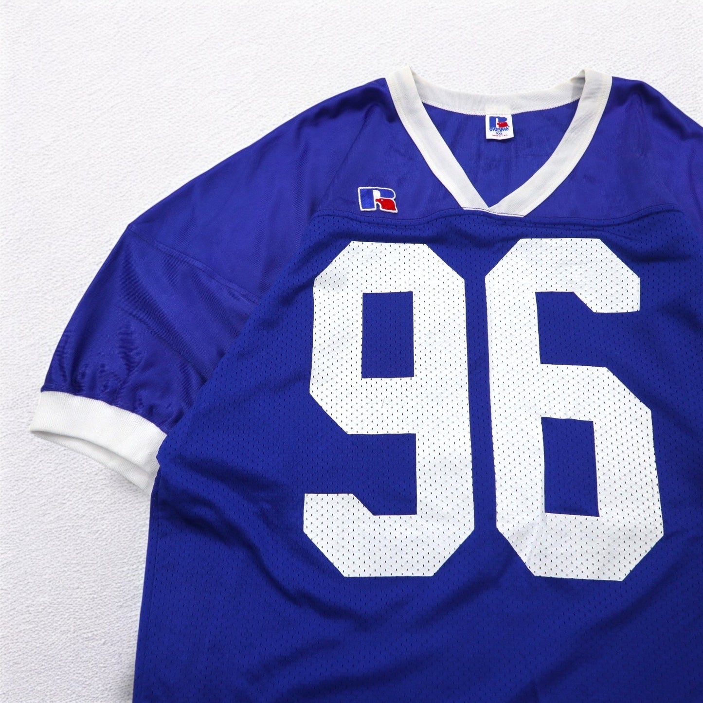 RUSSELL ATHLETIC USA製 90年代 ゲームシャツ 2XL ビッグサイズ ブルー ナイロン ナンバリング