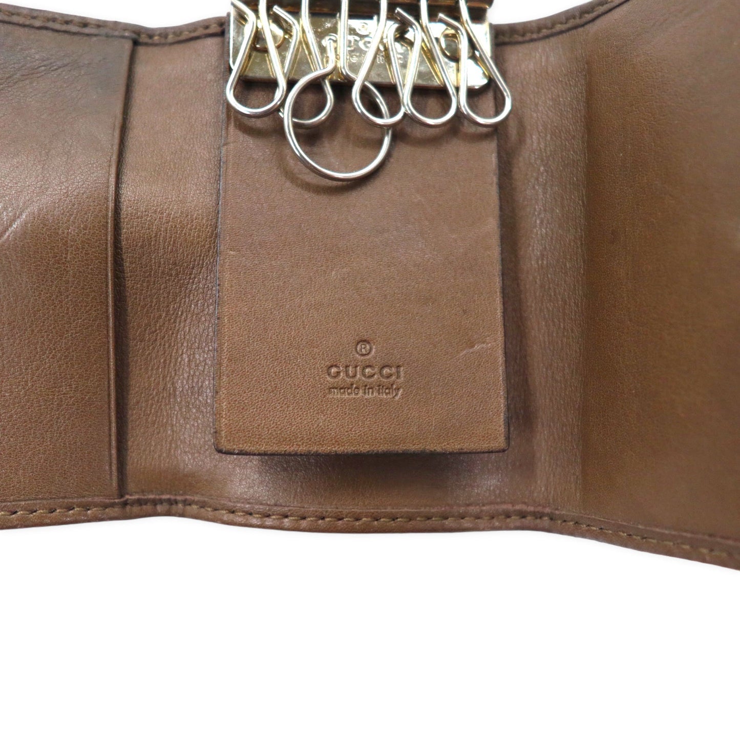 GUCCI GGキャンバス 6連キーケース ブラウン レザー スーキー SUKEY インターロッキングG 282432 イタリア製