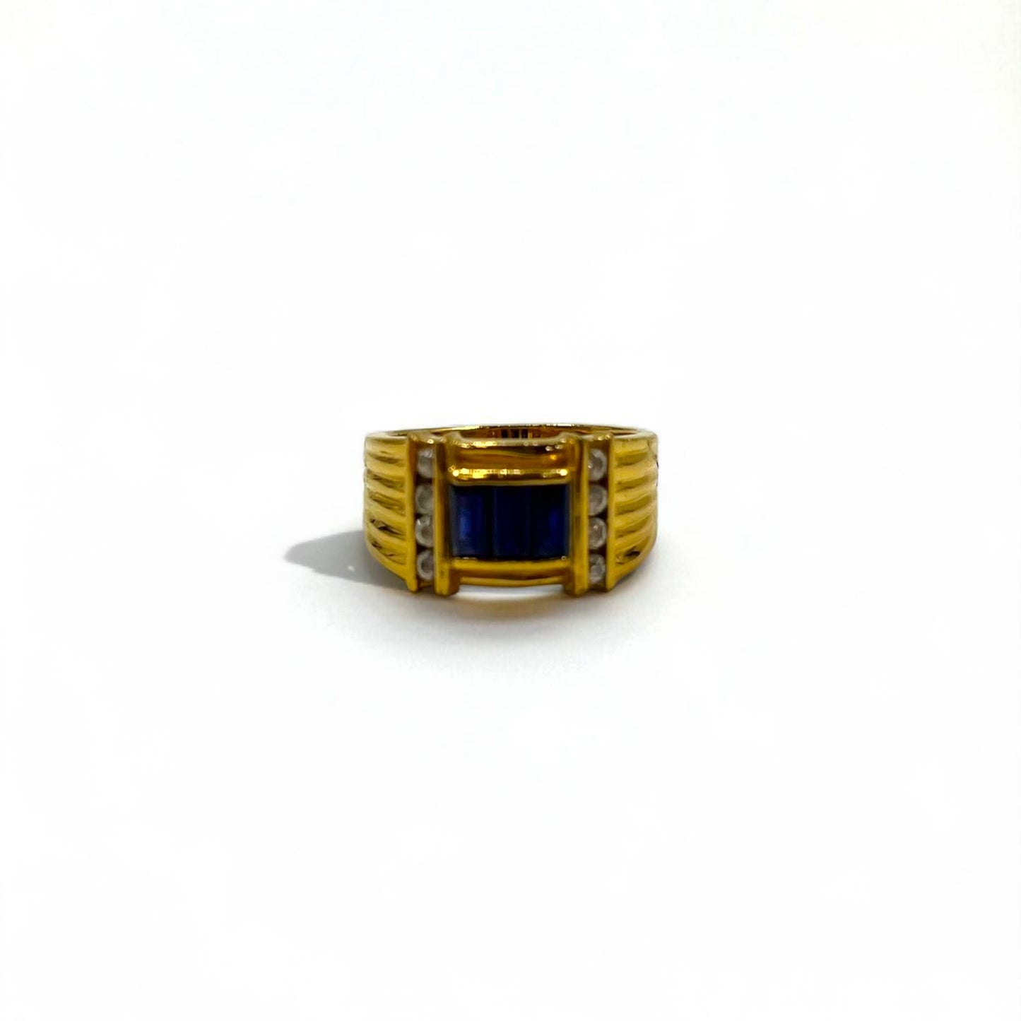 Vintage Gold Plated Retro Ring レトロ リング 指輪 11号 ゴールド 18KGP ライン カラーストーン