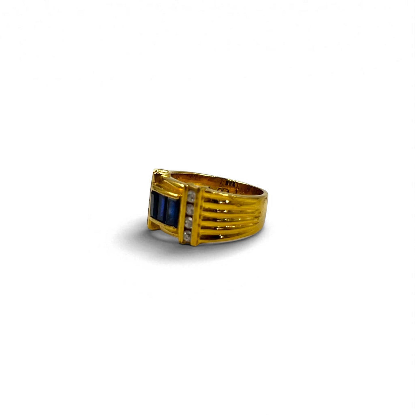 Vintage Gold Plated Retro Ring レトロ リング 指輪 11号 ゴールド 18KGP ライン カラーストーン