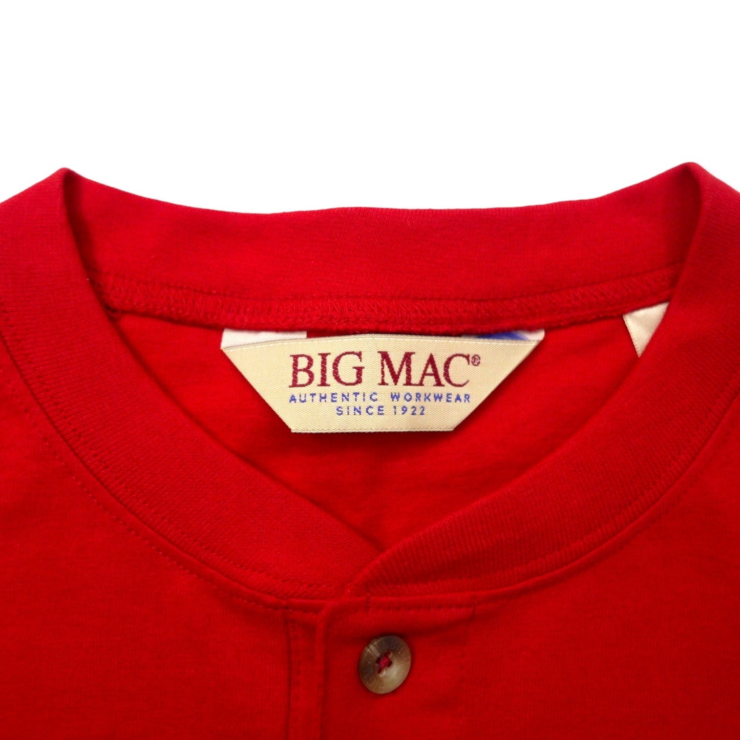 BIG MAC 90年代 ヘンリーネック ロングスリーブ Tシャツ ロンT L レッド コットン ビッグサイズ