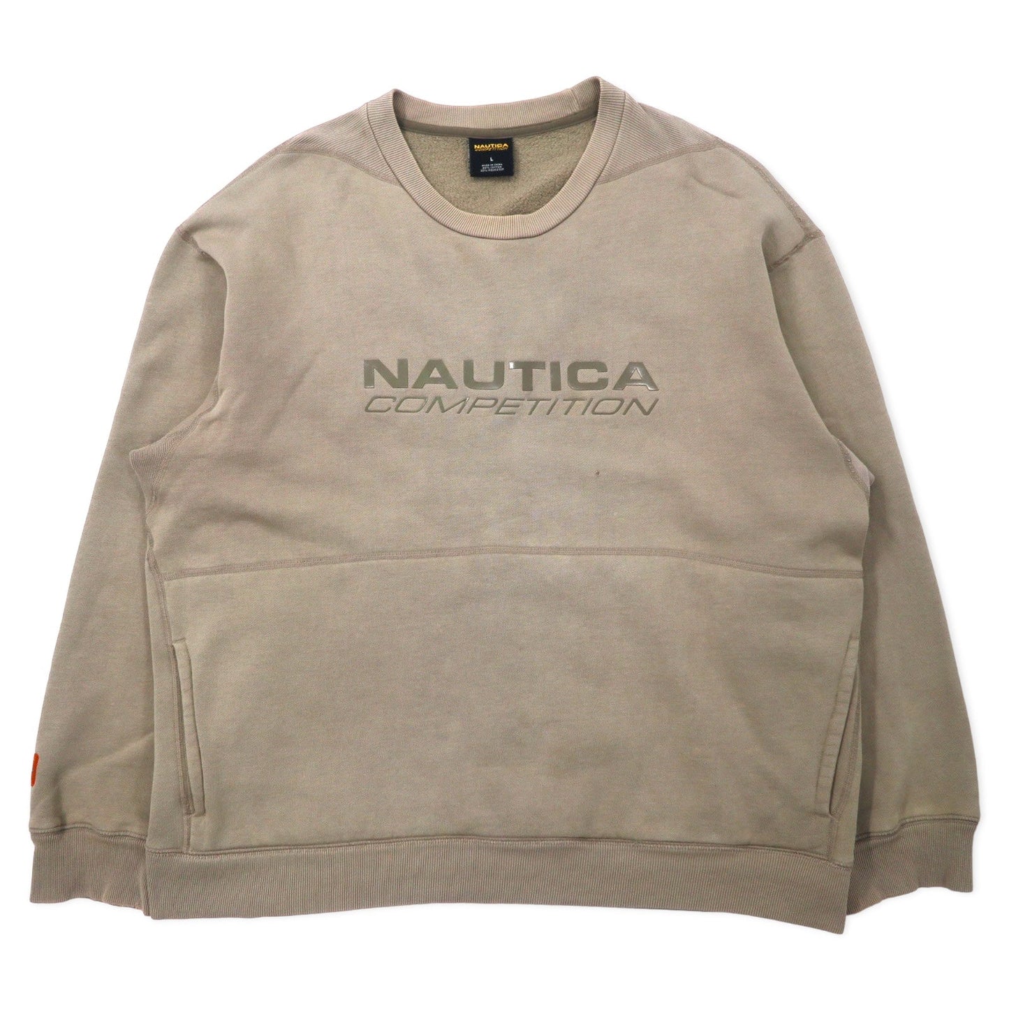 NAUTICA COMPETITION ロゴプリント スウェット L ベージュ コットン