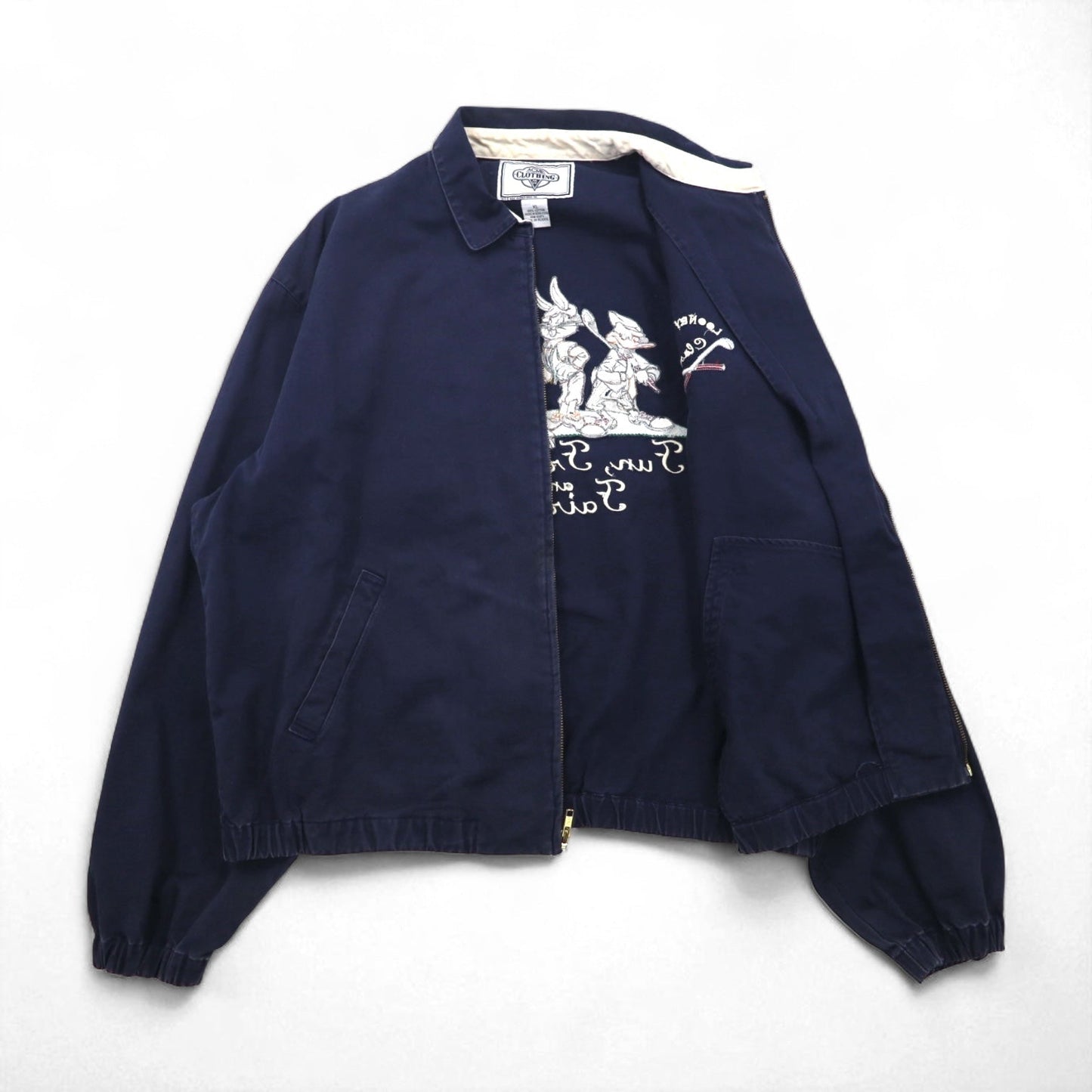 ACME CLOTHING × Warner Bros. 90年代 LOONEY TUNES スウィングトップ ハリントンジャケット XL ネイビー キャラクター刺繍 ルーニーチューンズ