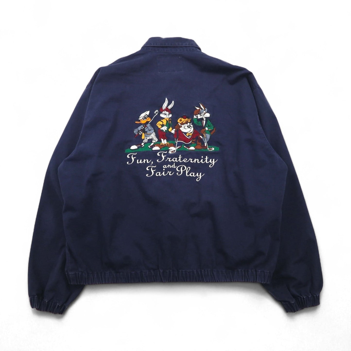 ACME CLOTHING × Warner Bros. 90年代 LOONEY TUNES スウィングトップ ハリントンジャケット XL ネイビー キャラクター刺繍 ルーニーチューンズ