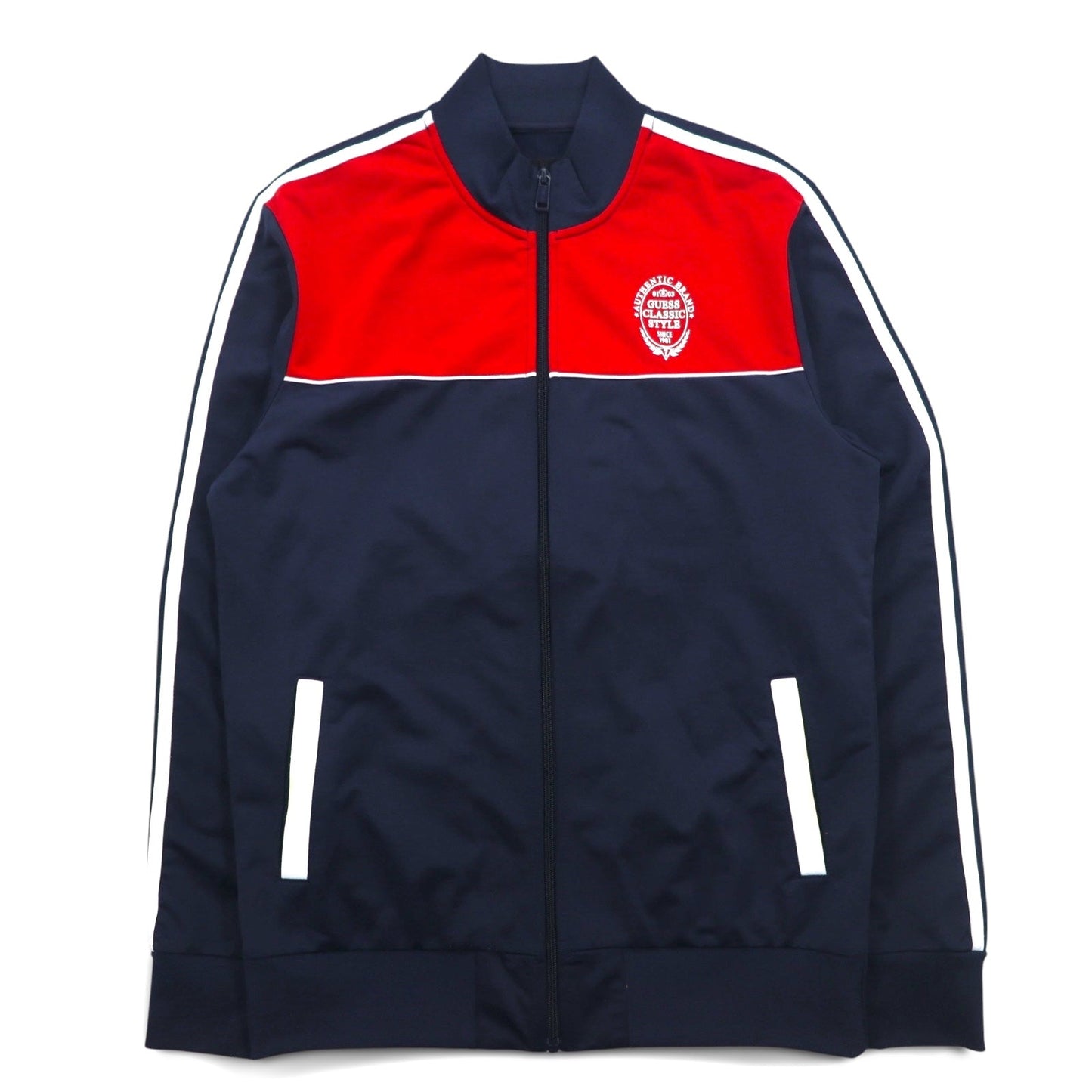 GUESS トラックジャケット ジャージ M ネイビー レッド サイドライン ORSON COLOR M92Q32K8GT0