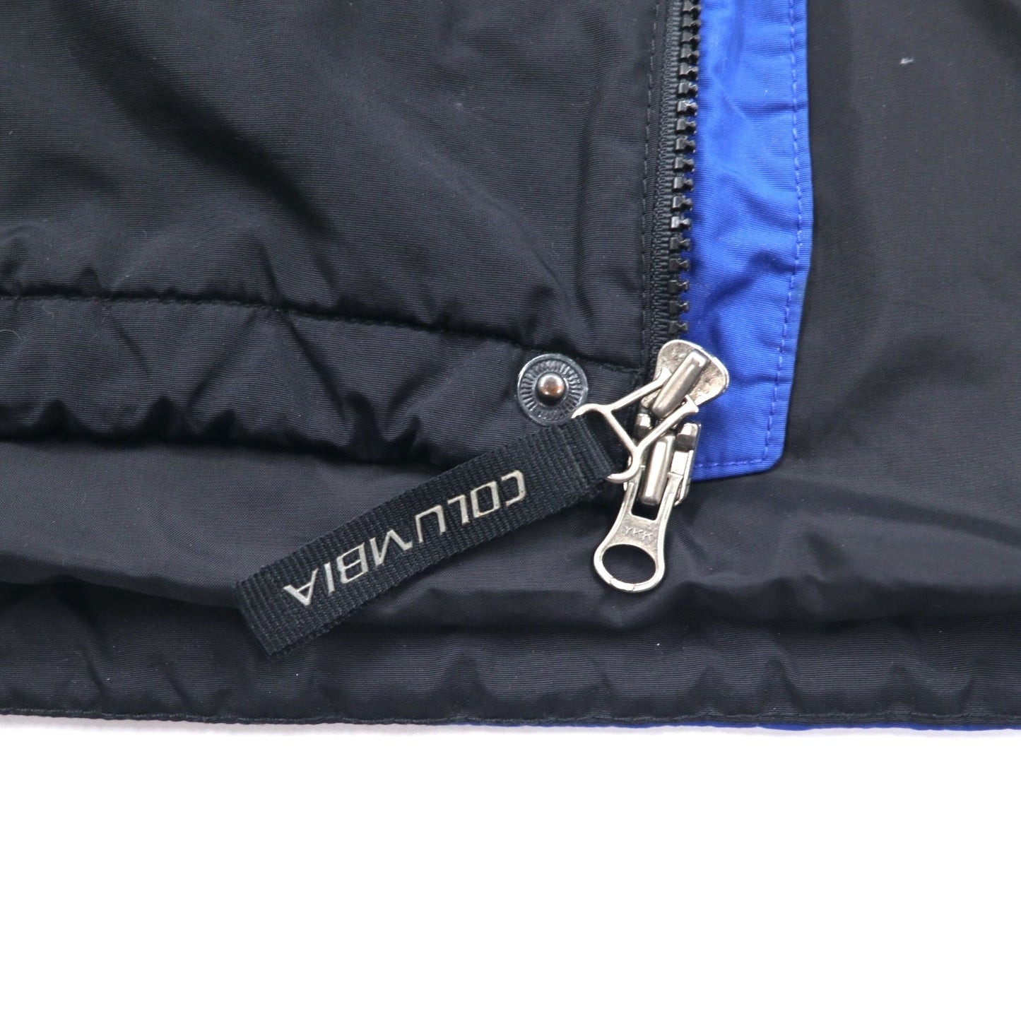 Columbia マウンテンパーカー XL ブルー ブラック ナイロン ダブルジップ ドローコード スリランカ製