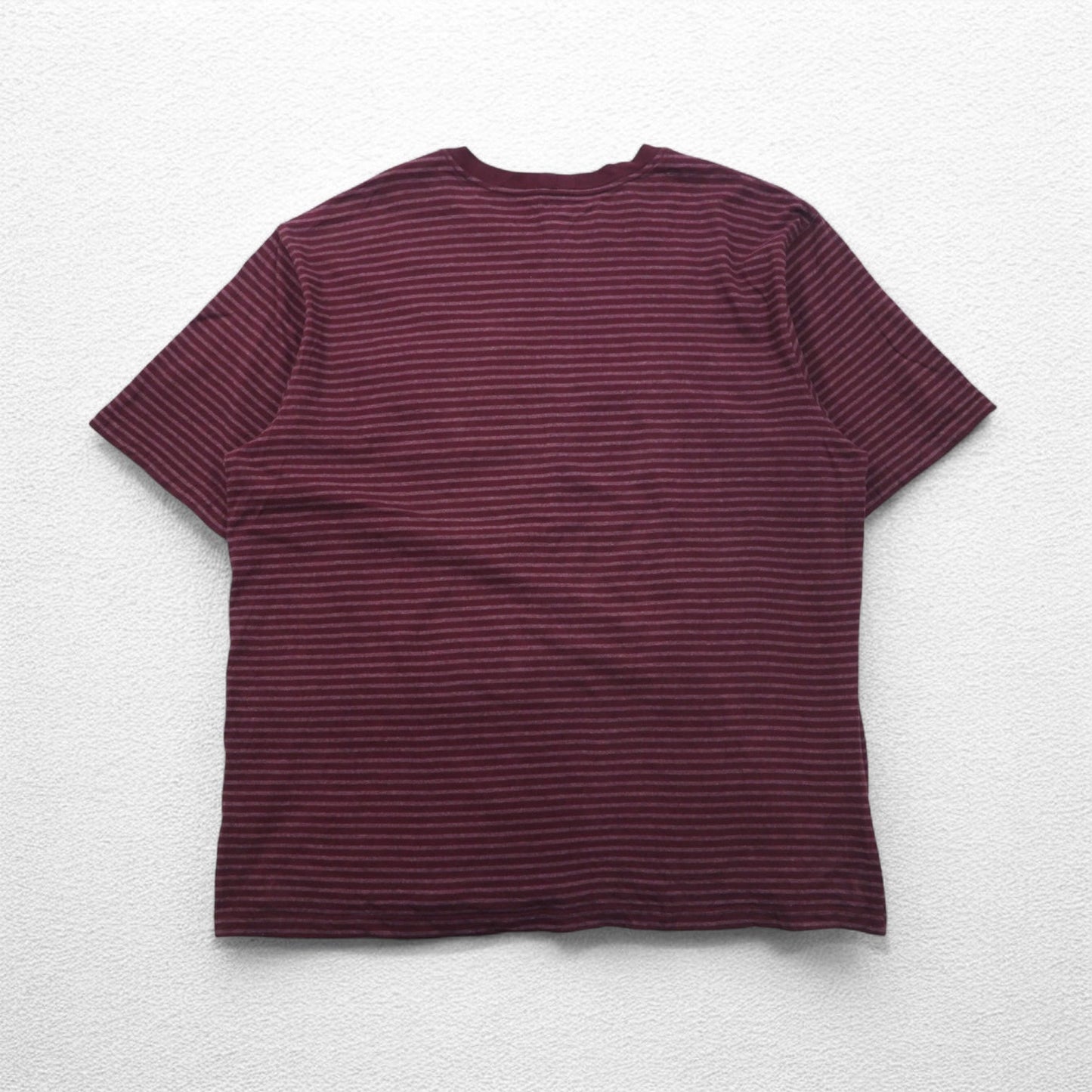 carhartt ポケット付き ボーダー Tシャツ ポケTee 2XL ボルドー グレー ORIGINAL FIT コットン