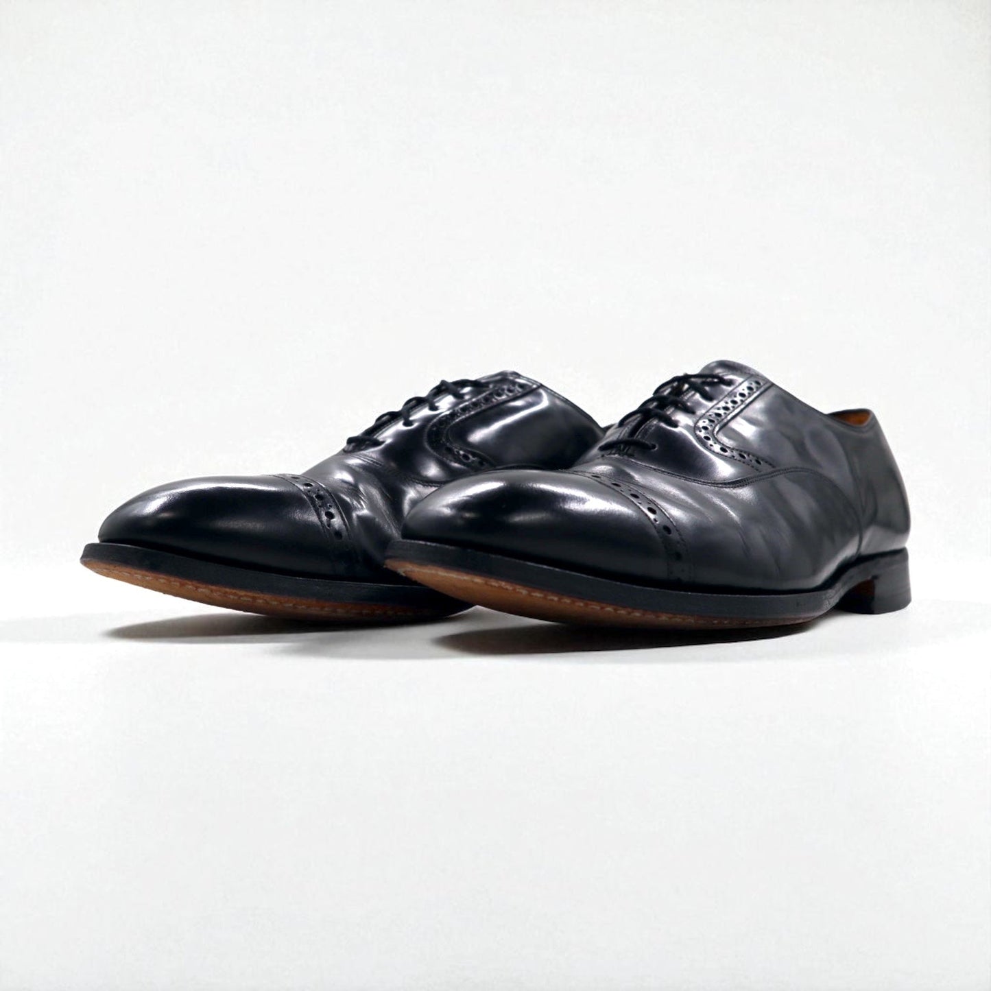 Johnston & Murphy USA製 Heritage キャップトゥ ストレートチップ ドレスシューズ 27.5cm ブラック レザー 13436 15-1161 603N