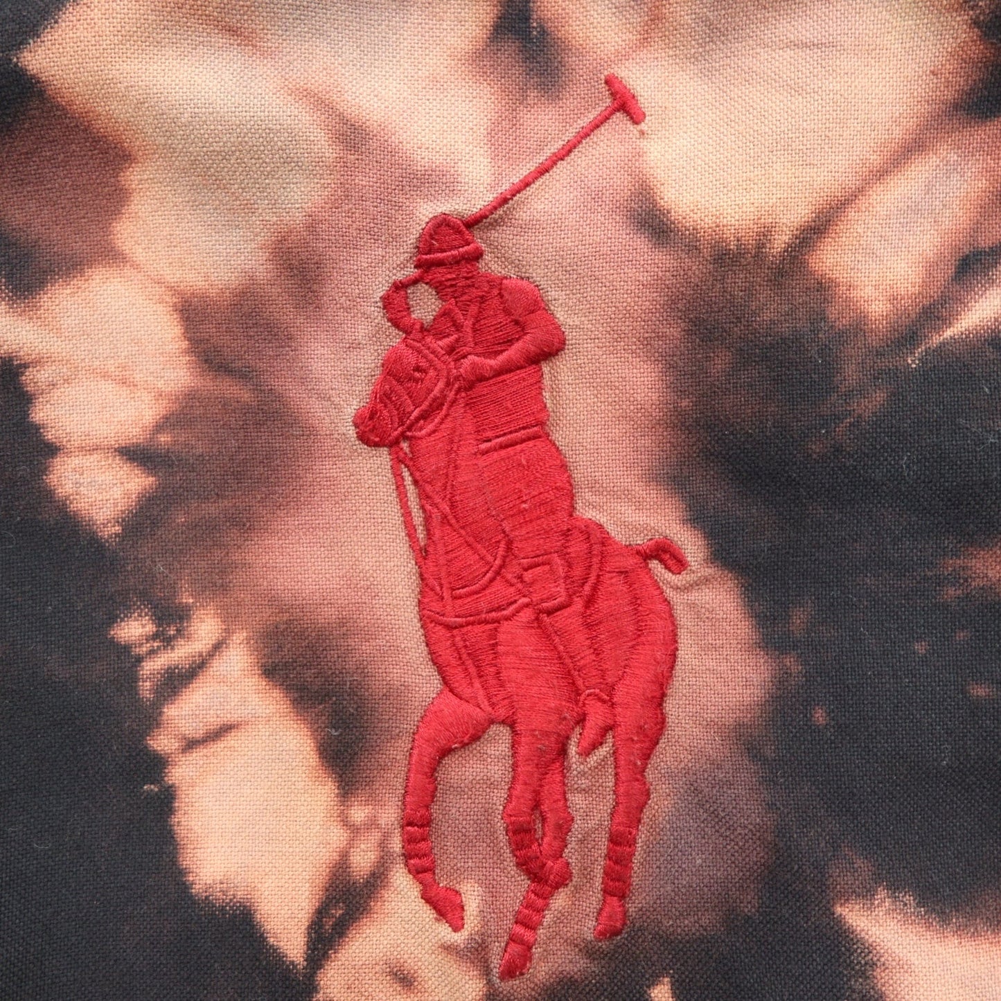 Ralph Lauren タイダイ ブリーチ加工 ボタンダウンシャツ S ブラック ビッグポニー 刺繍