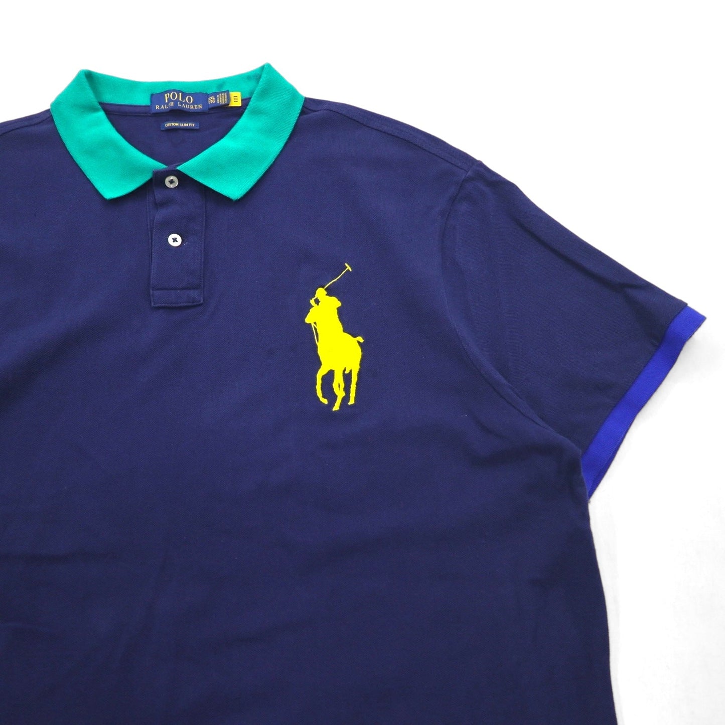 POLO RALPH LAUREN ビッグポニー刺繍 ポロシャツ 2XL ビッグサイズ ネイビー コットン 鹿の子