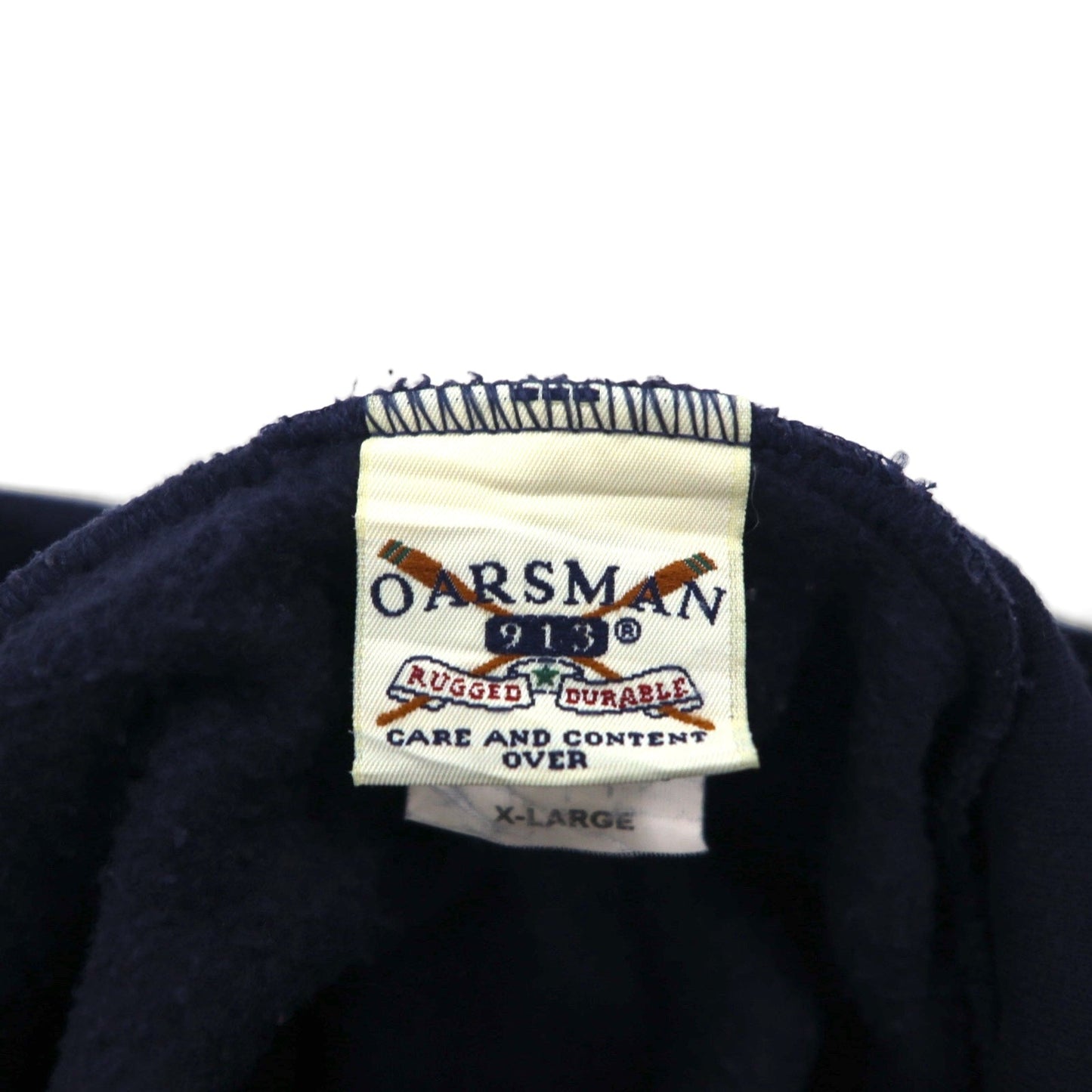 90年代 OARSMAN カレッジプリント プルオーバーパーカー XL ネイビー 裏起毛 TVCC アーチロゴ メキシコ製