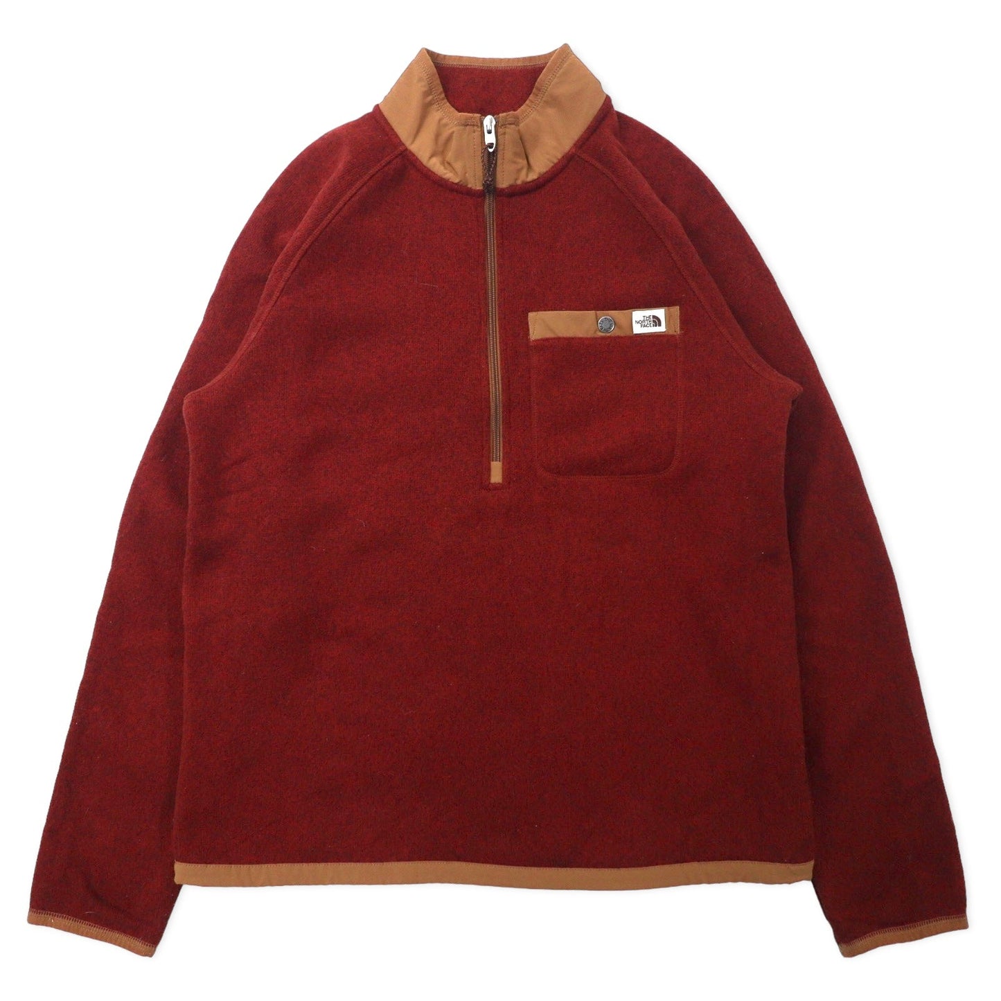 THE NORTH FACE ハーフジップ フリースジャケット M レッド ポリエステル