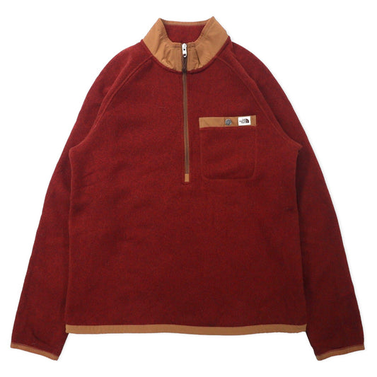 THE NORTH FACE ハーフジップ フリースジャケット M レッド ポリエステル