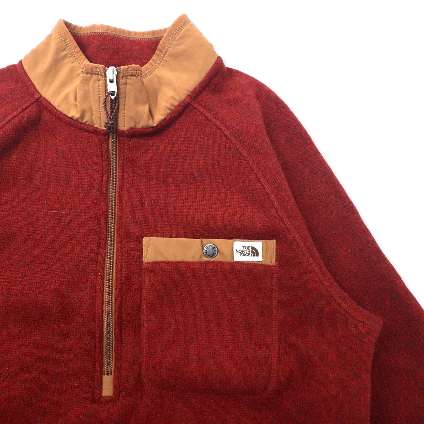 THE NORTH FACE ハーフジップ フリースジャケット M レッド ポリエステル