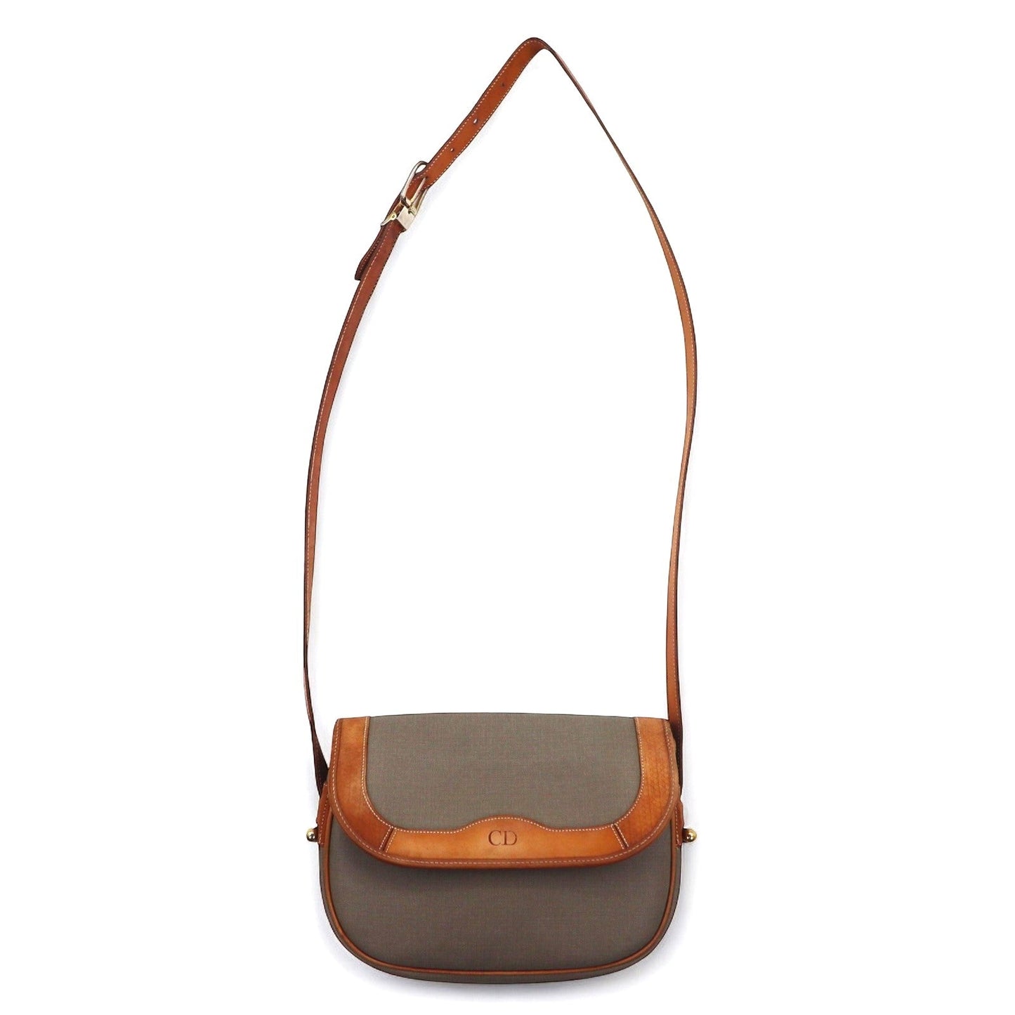 Christian Dior フランス製 オールド ショルダーバッグ PVC レザー グレー CDロゴ
