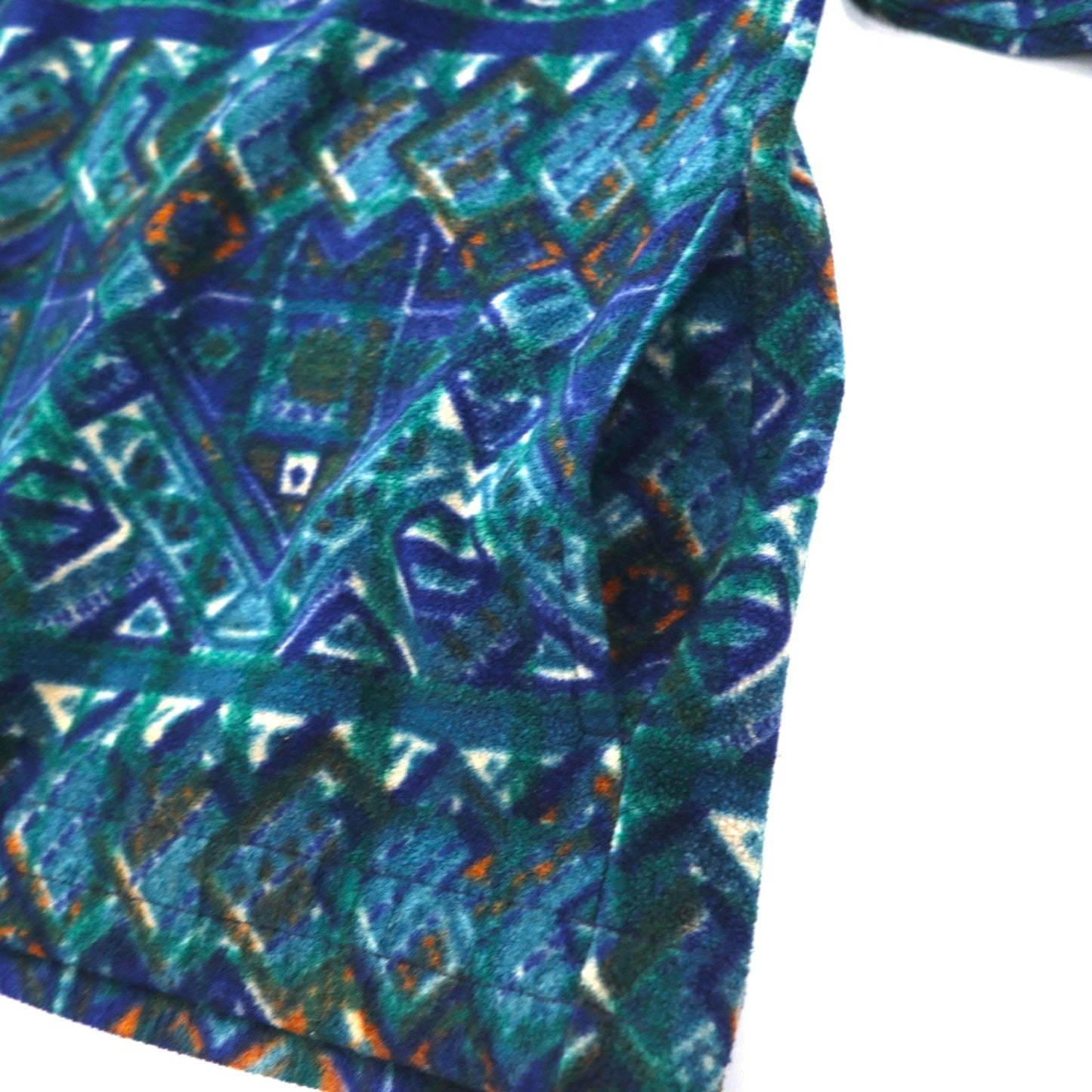 FILA イタリア製 90年代 総柄 ハーフボタン スナップT フリースジャケット XXL グリーン ブルー