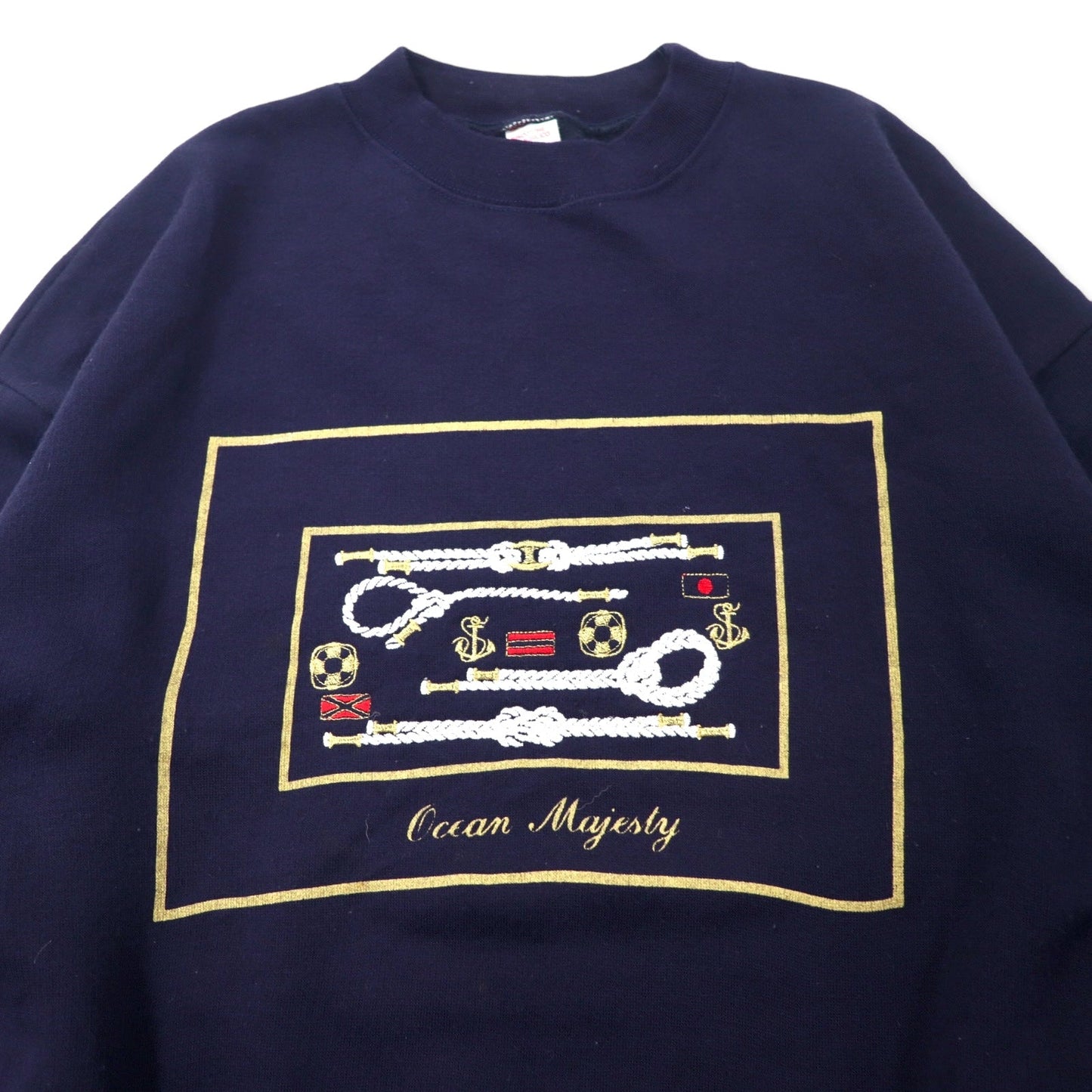ARS イタリア製 マリン刺繍 スウェット XL ネイビー コットン 裏起毛 Ocean Majesty