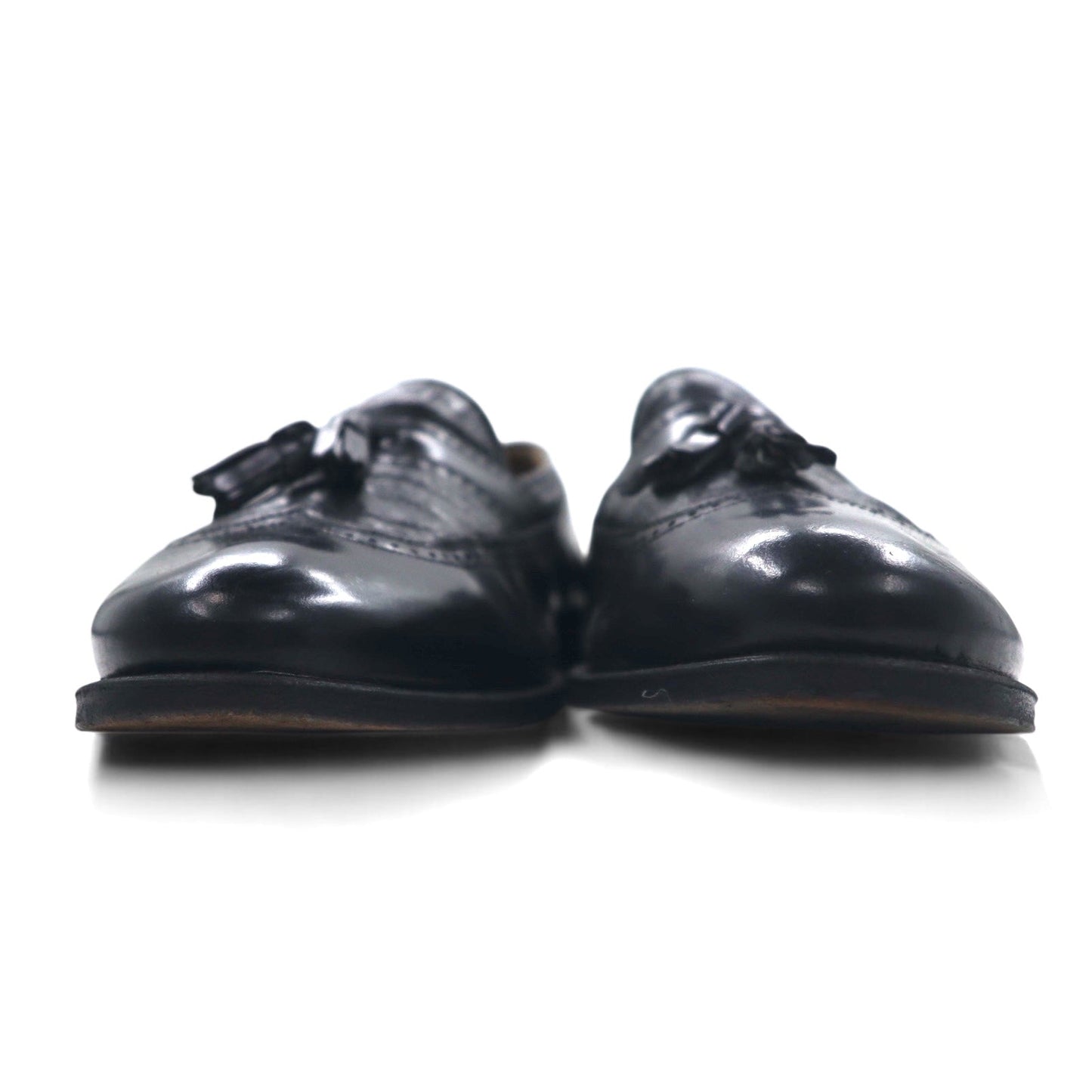 DOMANI by Johnston & Murphy イタリア製 ウイングチップ タッセル ローファー 28cm ブラック レザー 6921