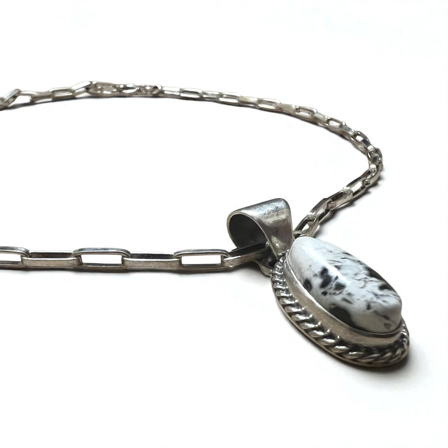 Vintage White Turquoise Necklace インディアンジュエリー ホワイトターコイズ ホピチェーン ネックレス Sterling シルバー ホールマーク M刻印