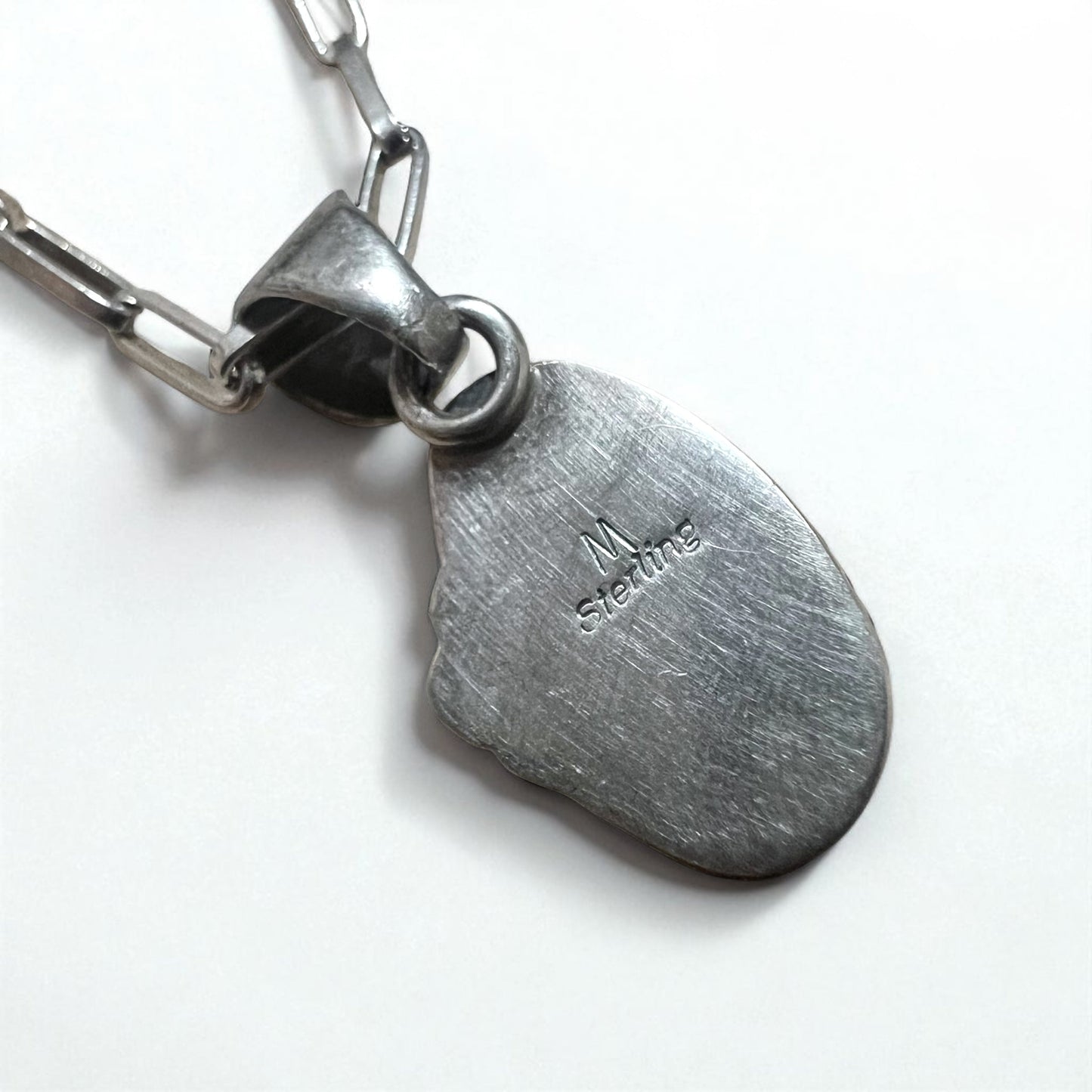 Vintage White Turquoise Necklace インディアンジュエリー ホワイトターコイズ ホピチェーン ネックレス Sterling シルバー ホールマーク M刻印