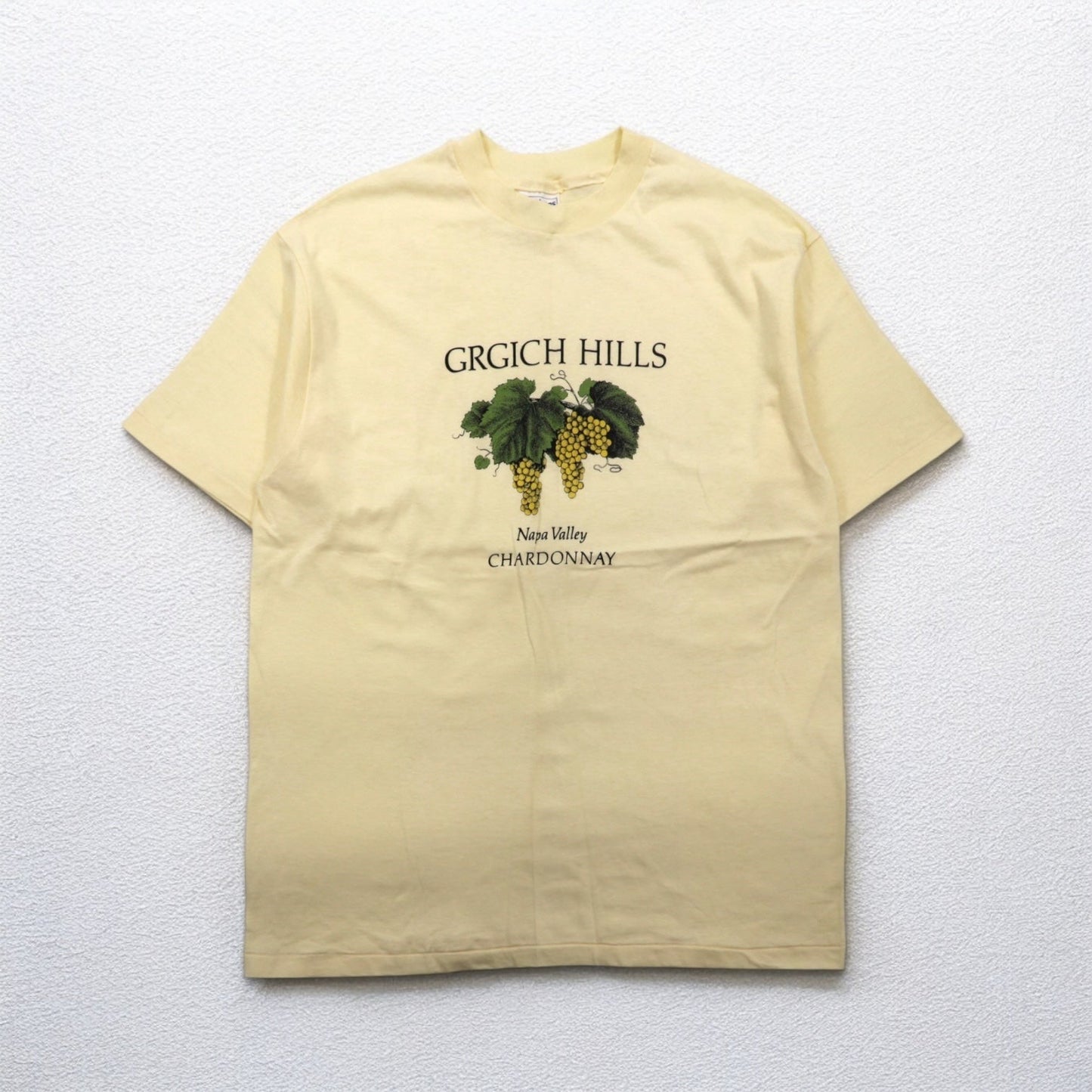 Hanes 80年代 USA製 BEEFY-T ヴィンテージ シングルステッチ Tシャツ XL イエロー GRGICH HILLS