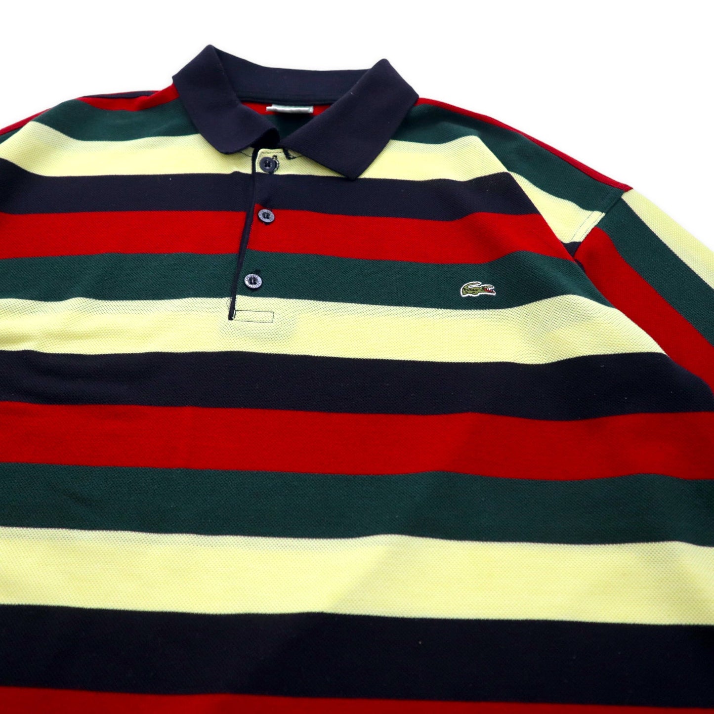 LACOSTE フランス製 80年代 ボーダー ポロシャツ XXL マルチカラー コットン ビッグサイズ