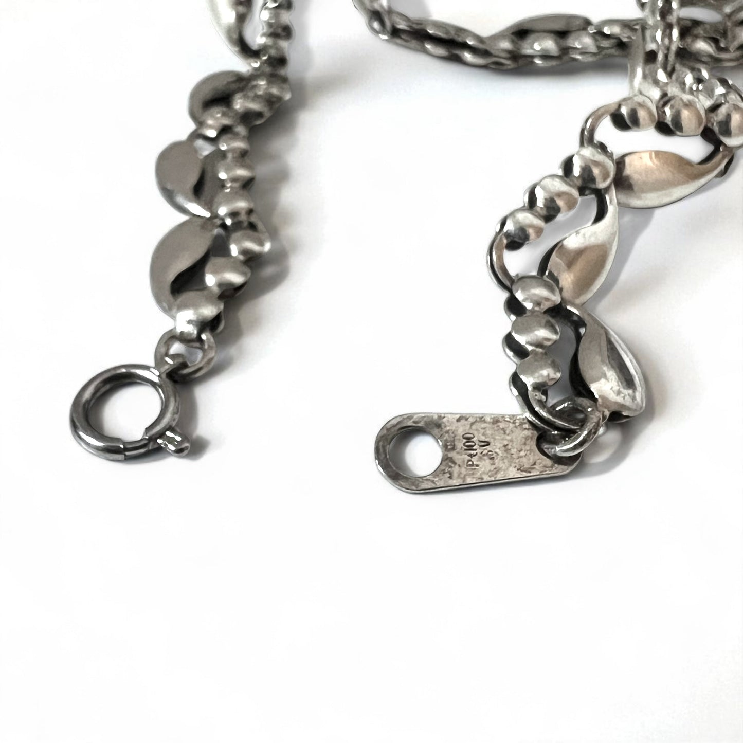 Vintage Silver Necklace ティアドロップ 2WAY ネックレス 2連 ブレスレット PT100 SV シルバー プラチナ
